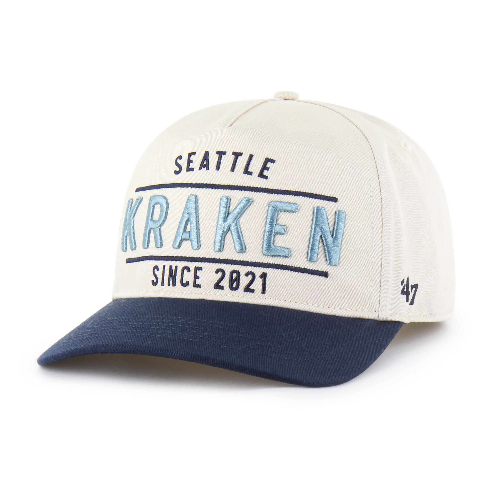 Men's Seattle Kraken  '47 Cream/Navy Expansion Debut Two-Tone Hitch Adjustable Hat