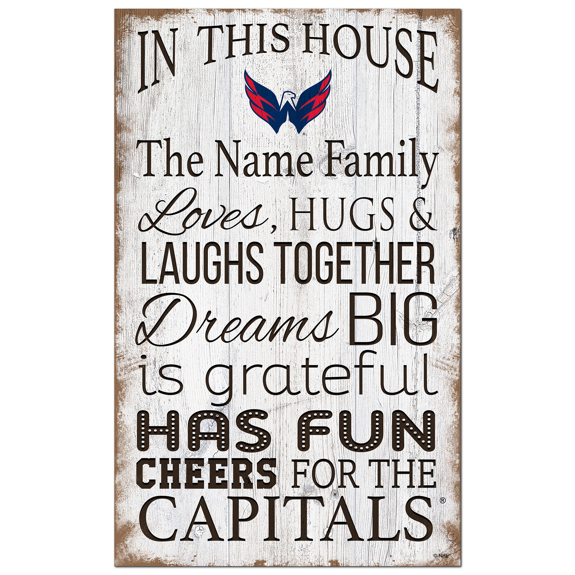 Washington Capitals Personalized 11" x 19" In This House Sign