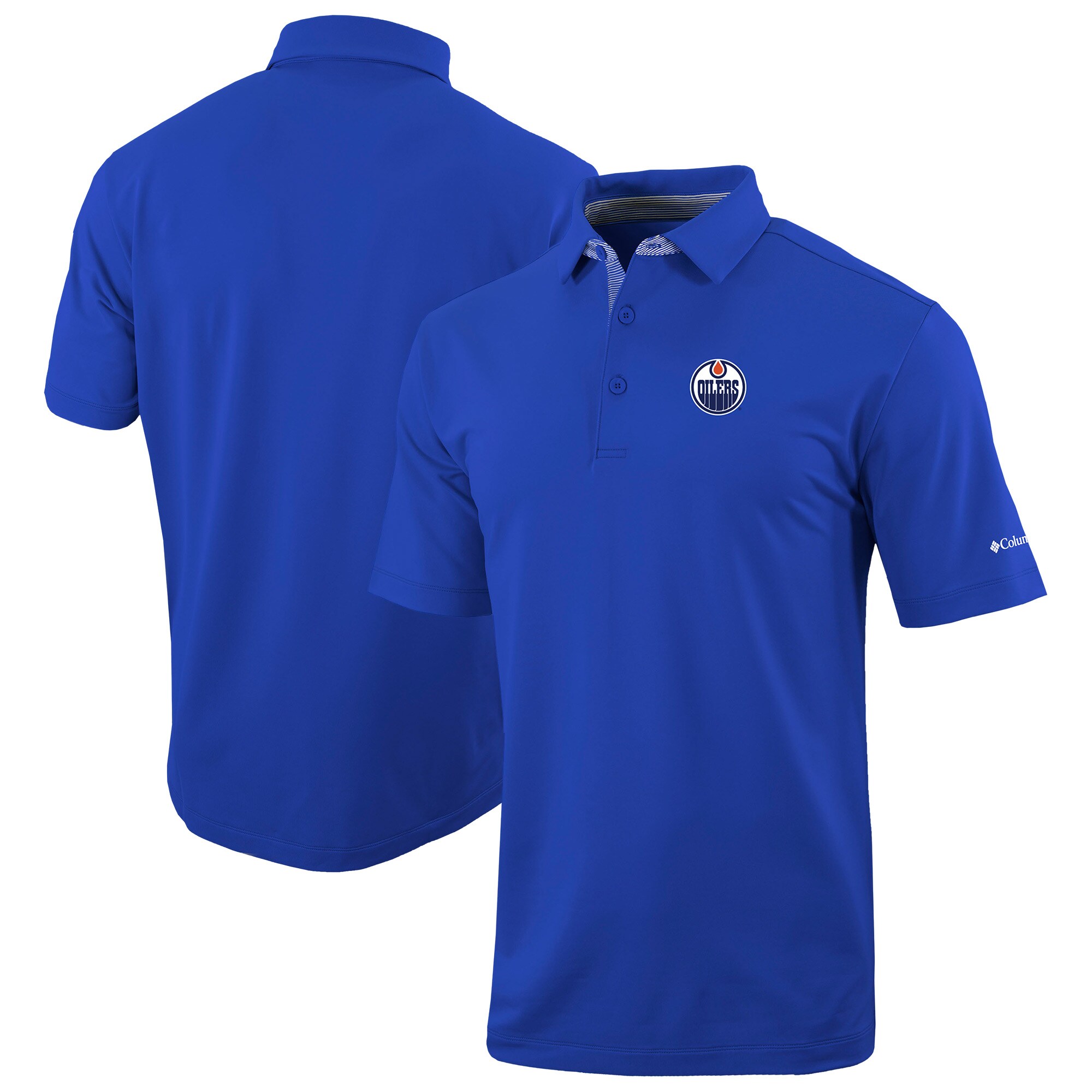 Men's Edmonton Oilers  Columbia Blue Even Lie Omni-Wick Polo