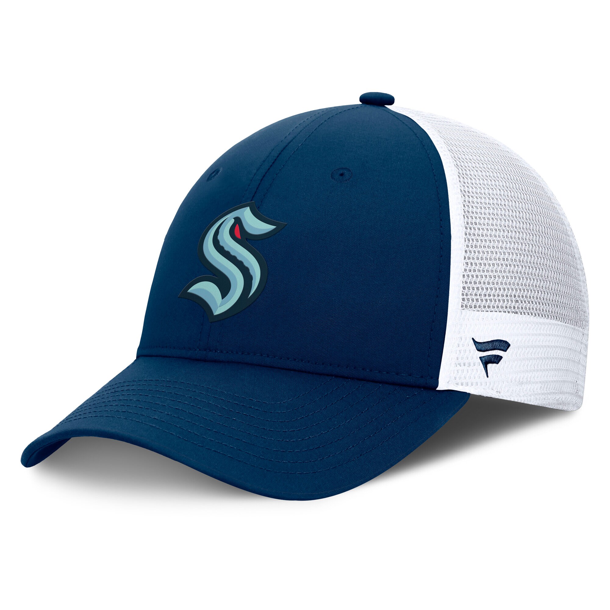 Men's Seattle Kraken Fanatics Deep Sea Blue/White Authentic Pro Simple Rink Trucker Adjustable Hat