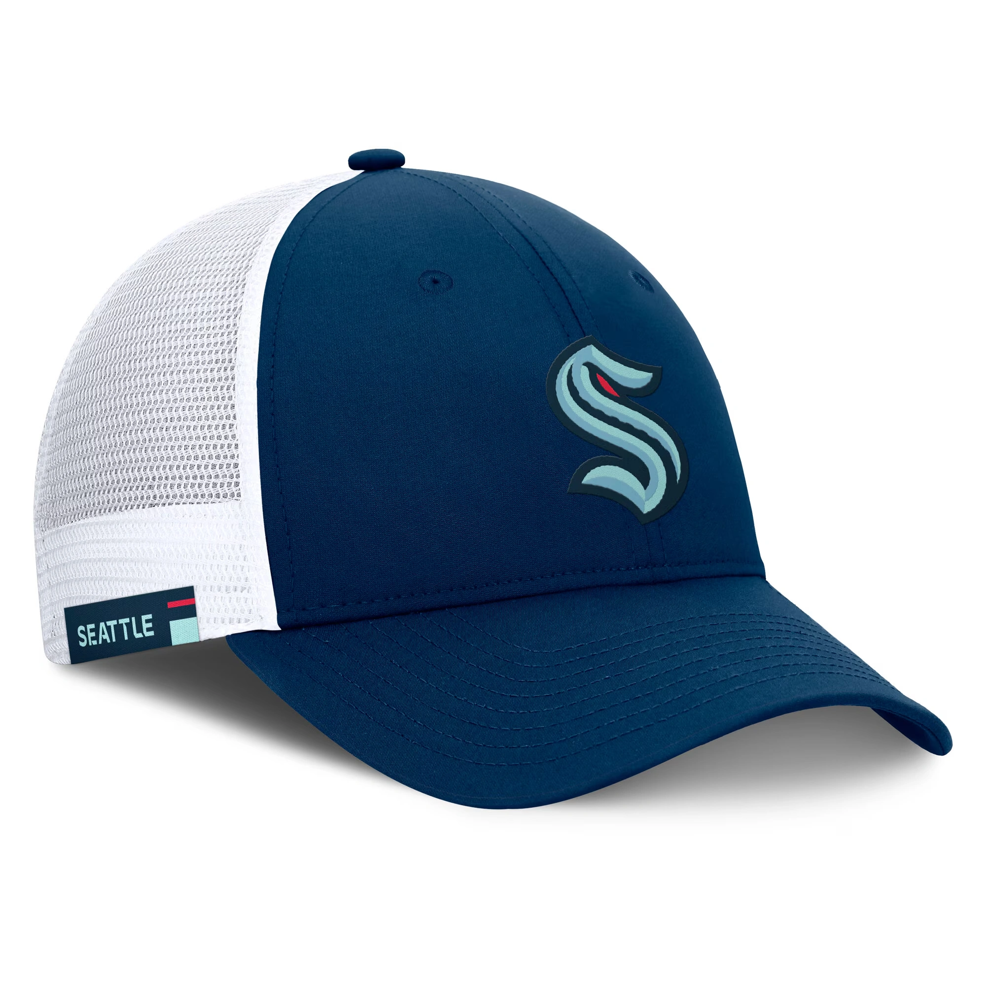 Men's Seattle Kraken Fanatics Deep Sea Blue/White Authentic Pro Simple Rink Trucker Adjustable Hat