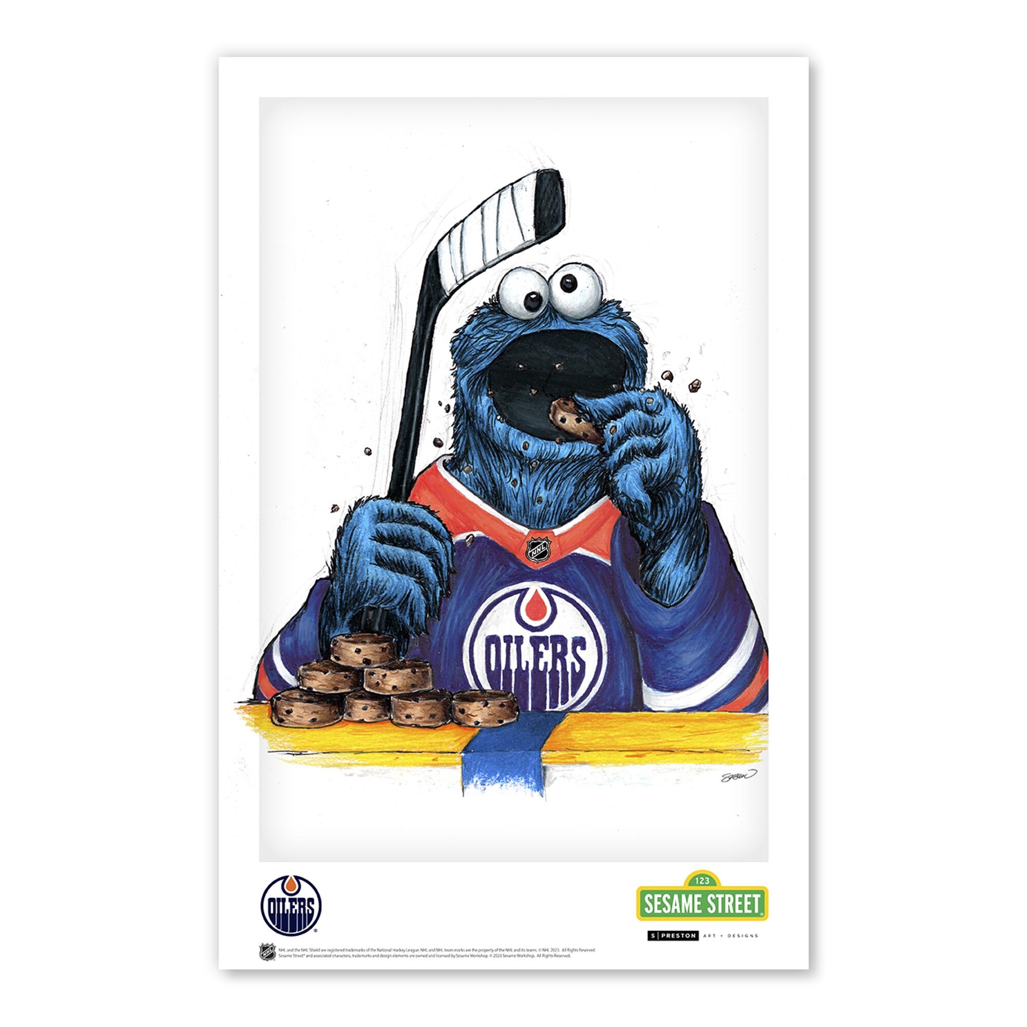 Edmonton Oilers Cookie Monster 11" x 17" Sesame Street Poster Print
