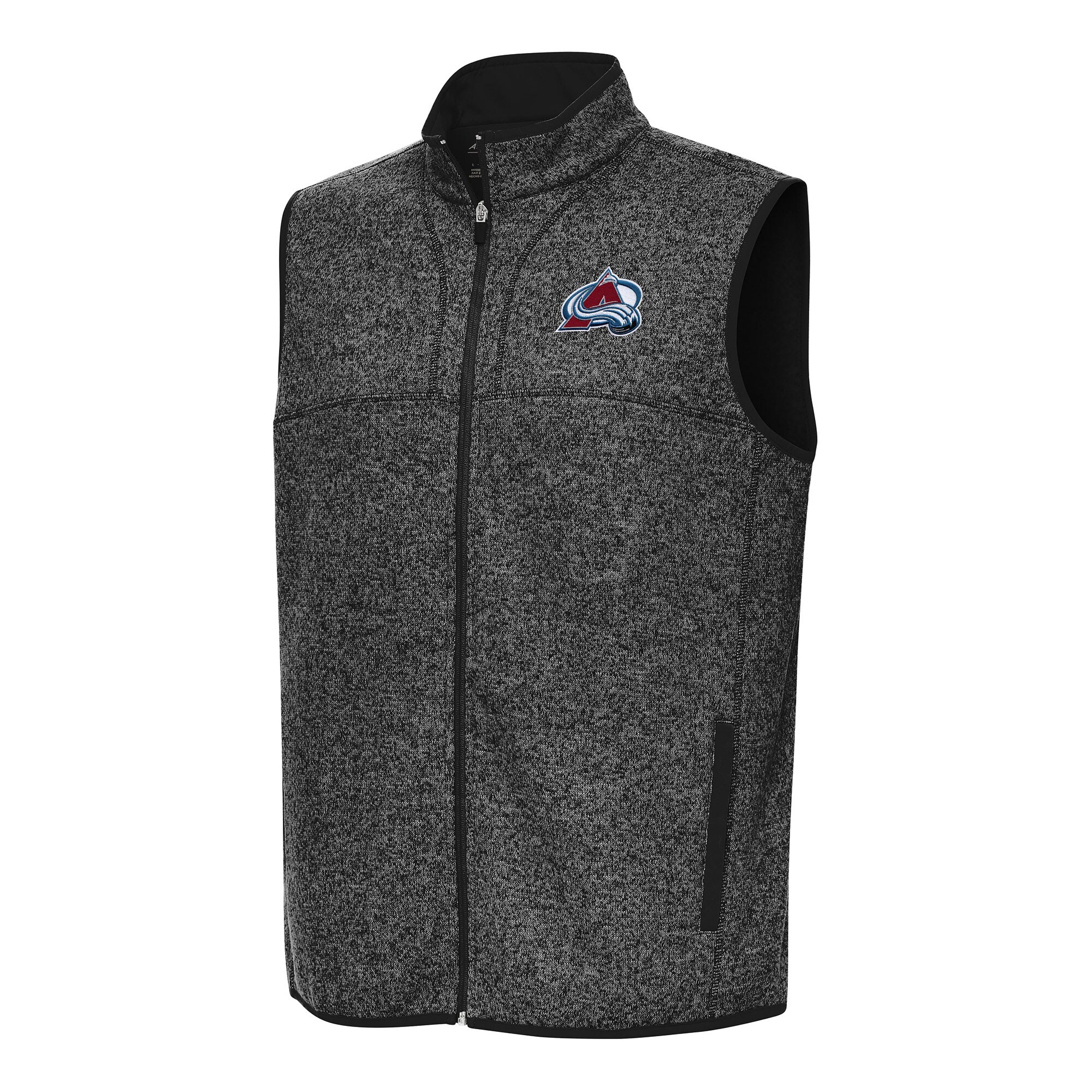Men's Colorado Avalanche Antigua Heather Black Fortune Full-Zip Vest