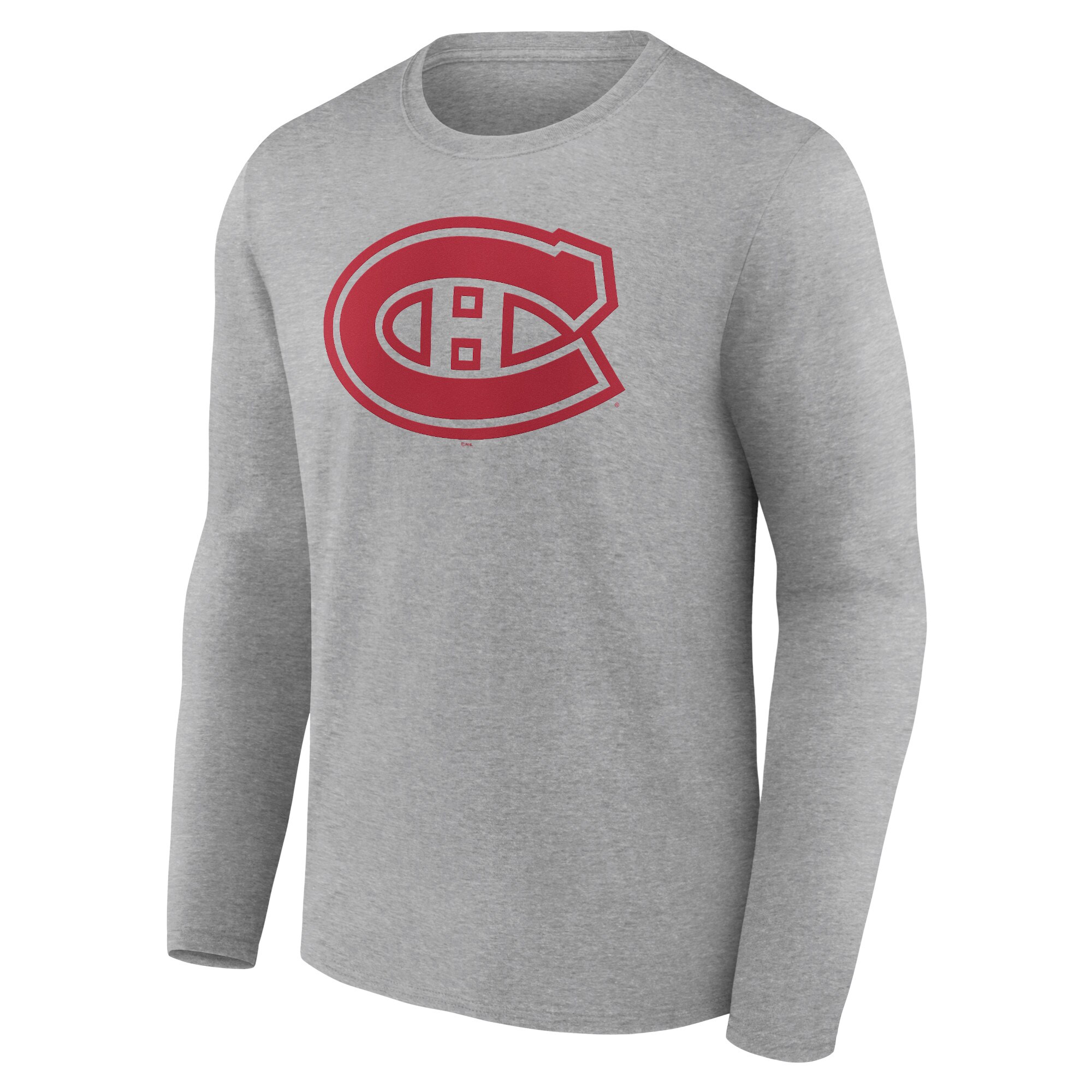Men's Montreal Canadiens Heather Gray Personalized Name & Number Long Sleeve T-Shirt