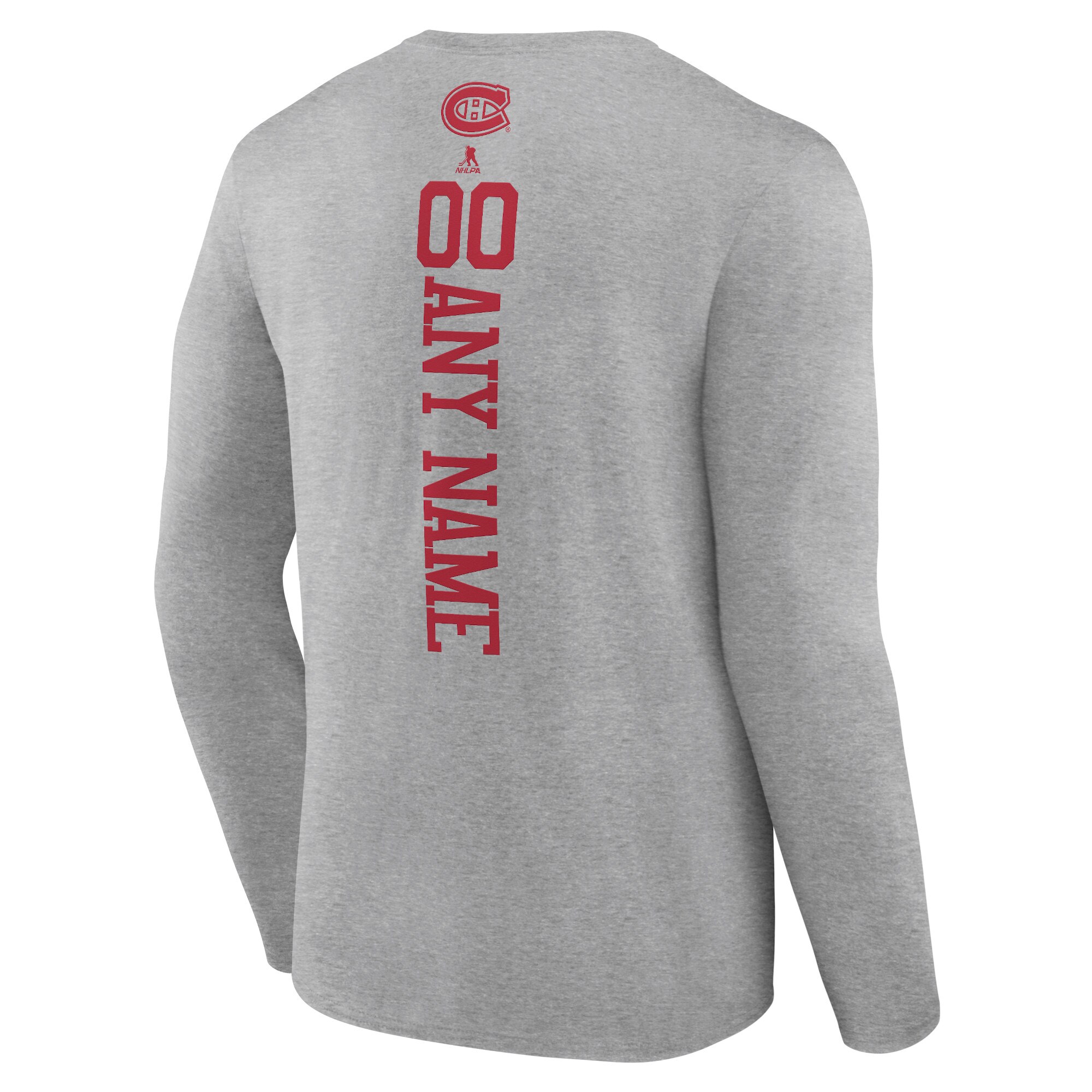 Men's Montreal Canadiens Heather Gray Personalized Name & Number Long Sleeve T-Shirt