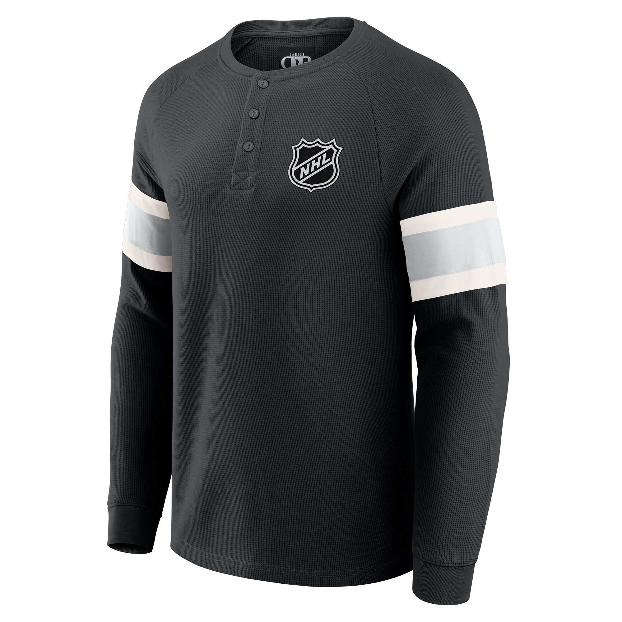 Men's NHL Darius Rucker Collection by Fanatics Black Waffle-Knit Raglan Long Sleeve Henley T-Shirt