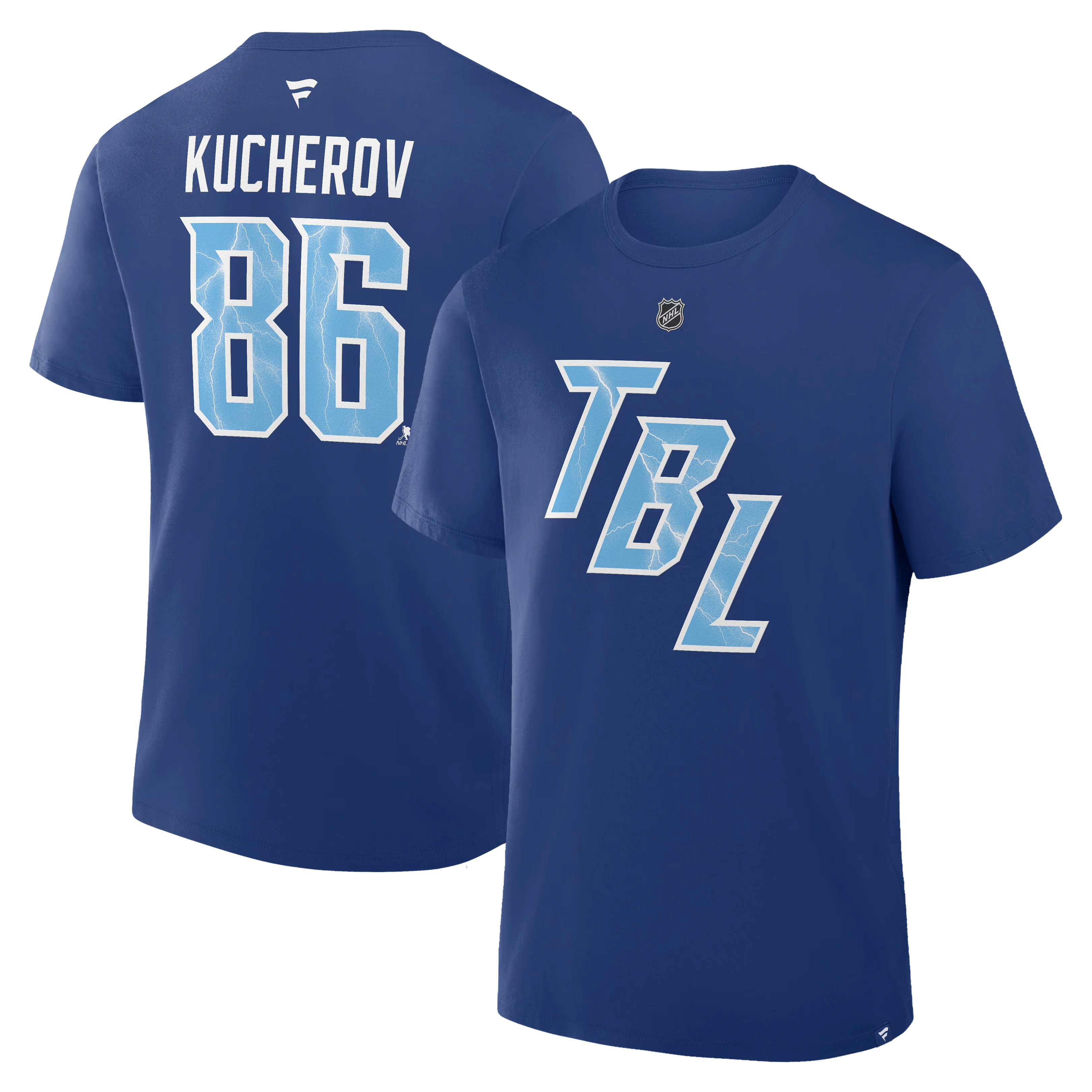 Men's Tampa Bay Lightning Nikita Kucherov Fanatics Blue 2026 NHL Stadium Series Authentic Stack Name & Number T-Shirt