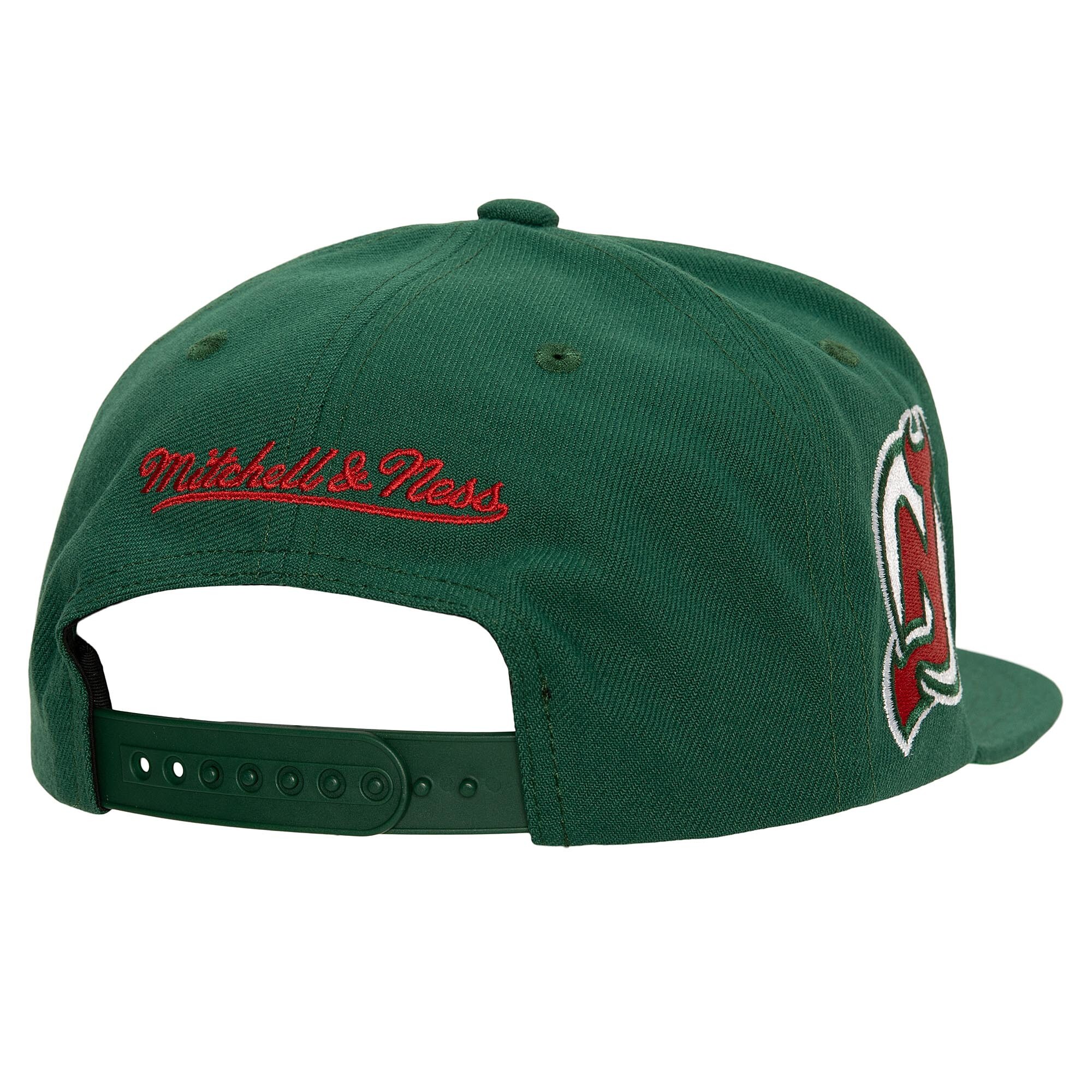 Men's New Jersey Devils Mitchell & Ness Green Retro Script Colorblock Snapback Hat