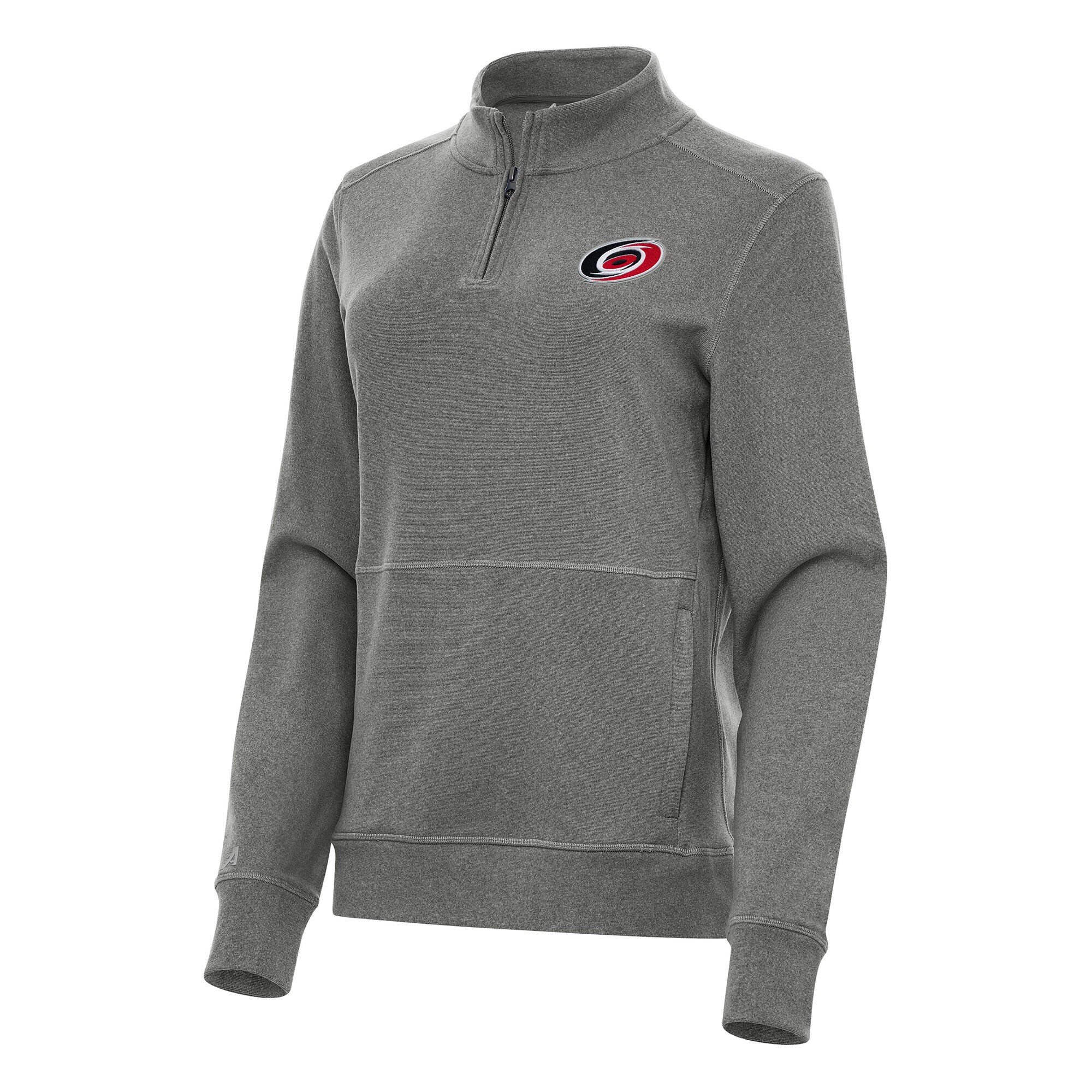 Women's Carolina Hurricanes Antigua Heather Black Crush Quarter-Zip Fleece Sweatshirt