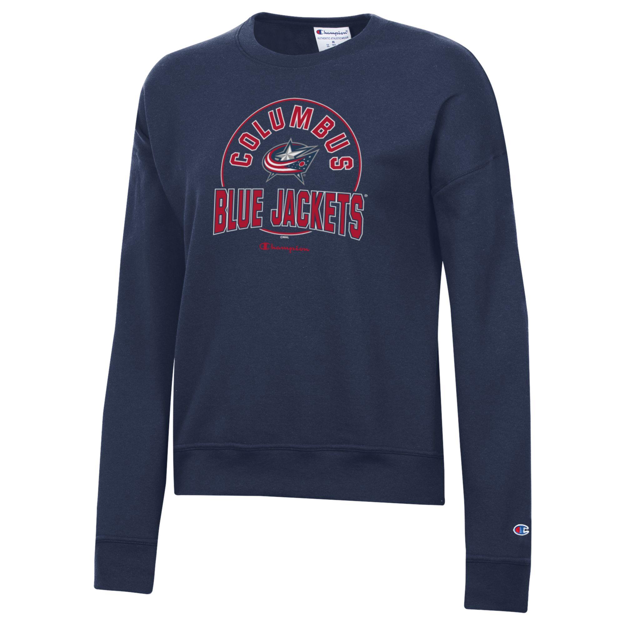 Women's Columbus Blue Jackets Champion Navy Powerblend Pullover Sweatshirt