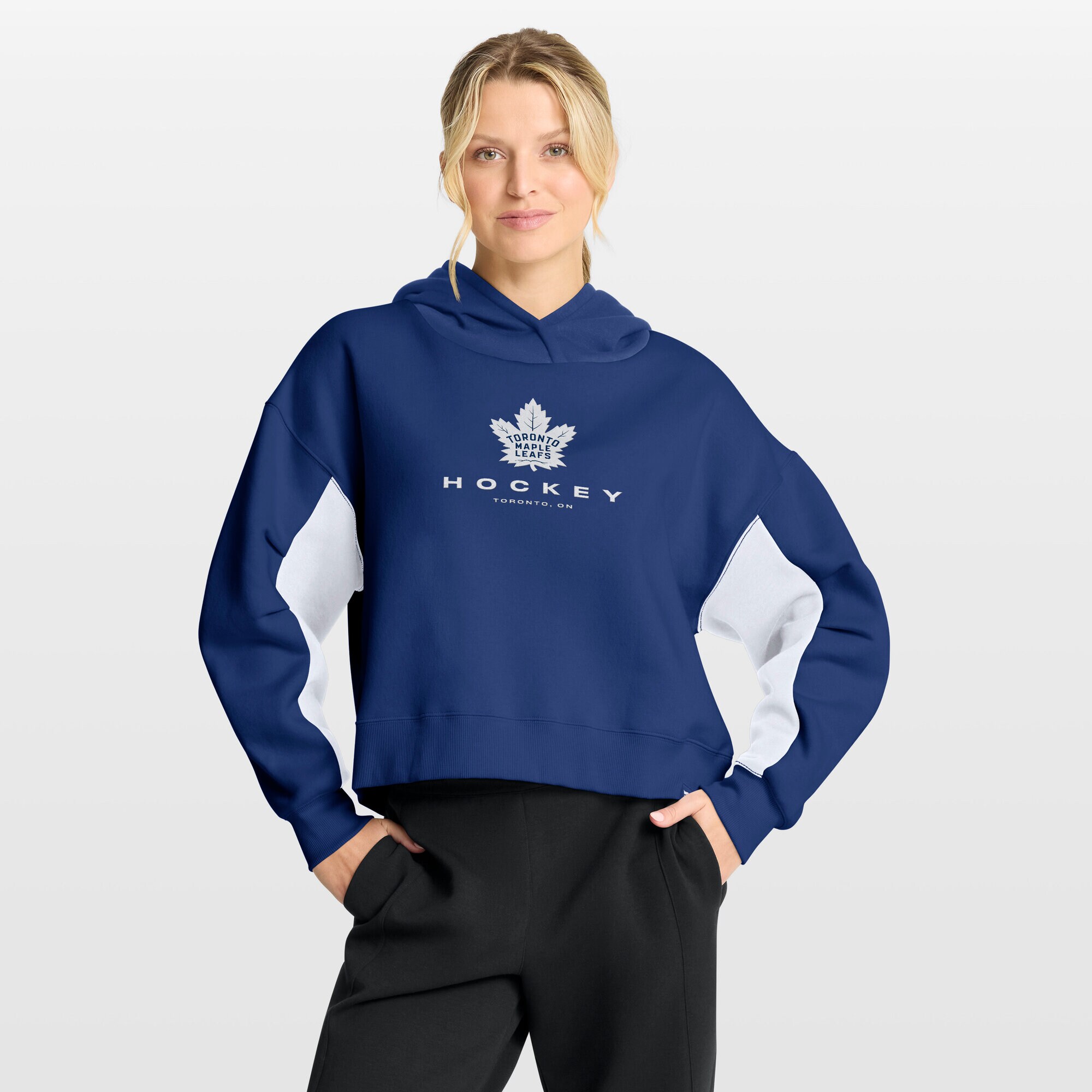Women's Toronto Maple Leafs Fanatics Blue Back Check Boxy Hoodie