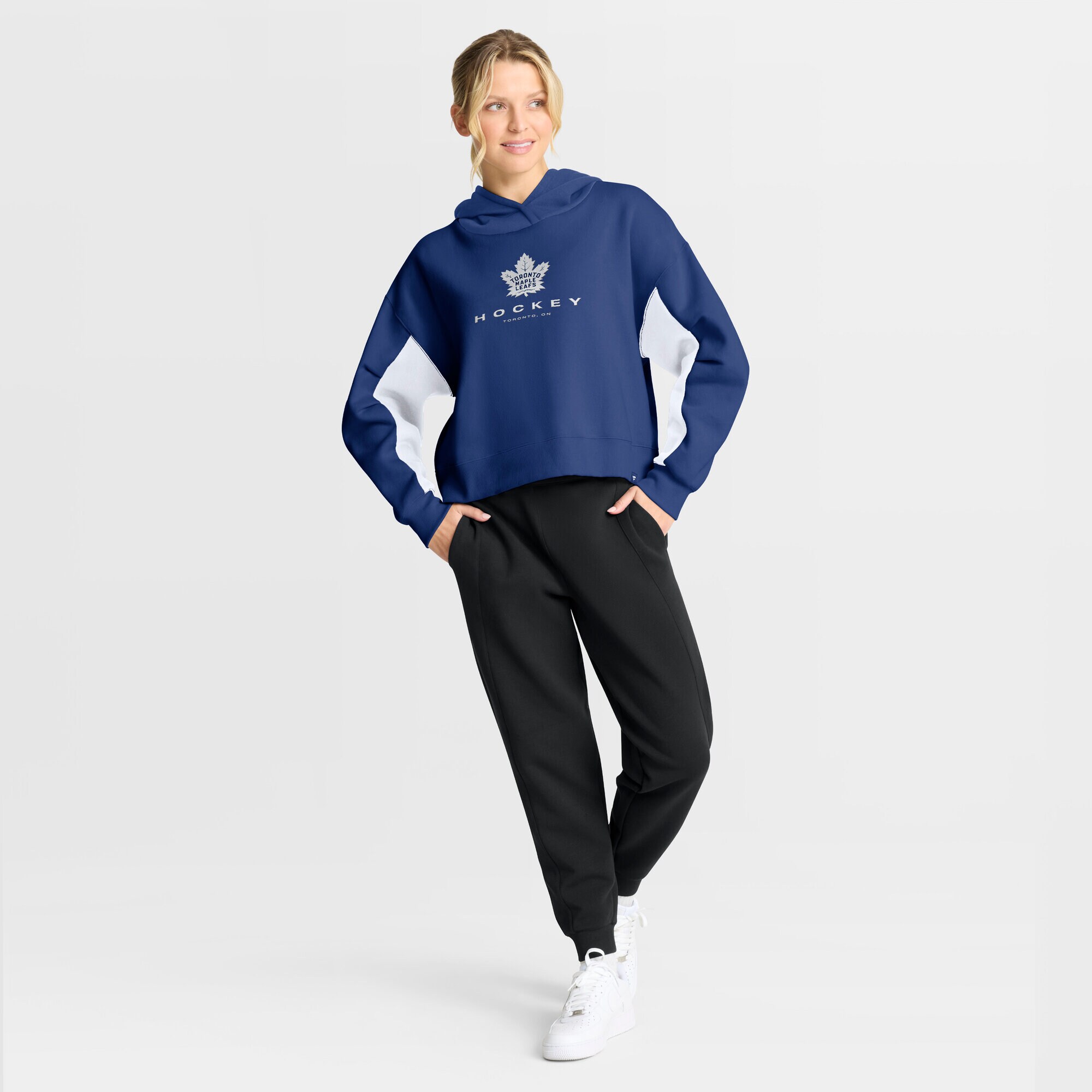 Women's Toronto Maple Leafs Fanatics Blue Back Check Boxy Hoodie