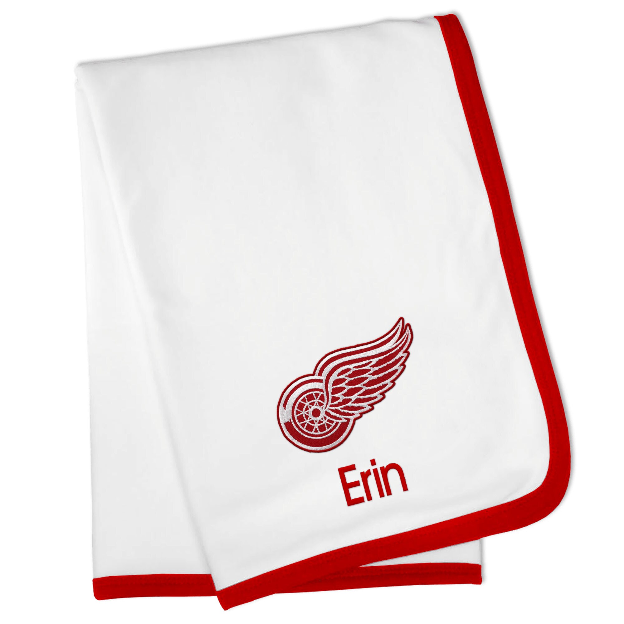 Detroit Red Wings White Personalized Baby Blanket