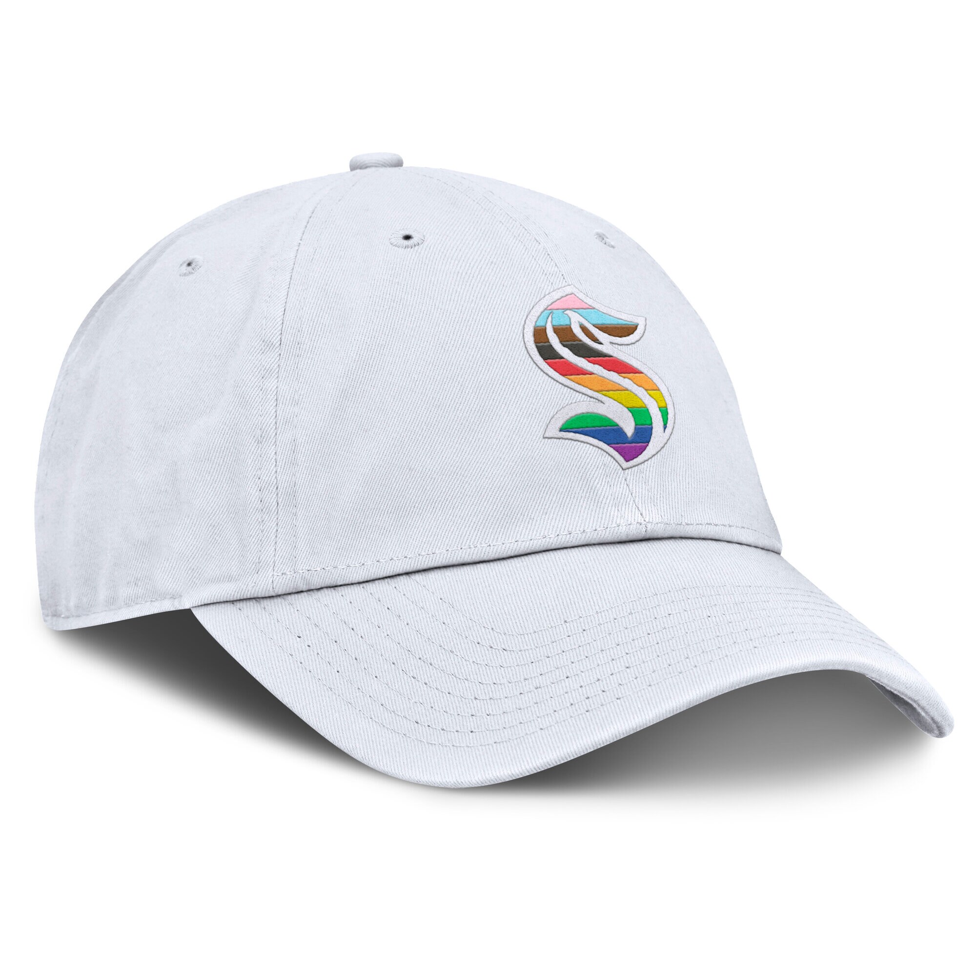 Men's Seattle Kraken Fanatics White PRIDE Adjustable Hat