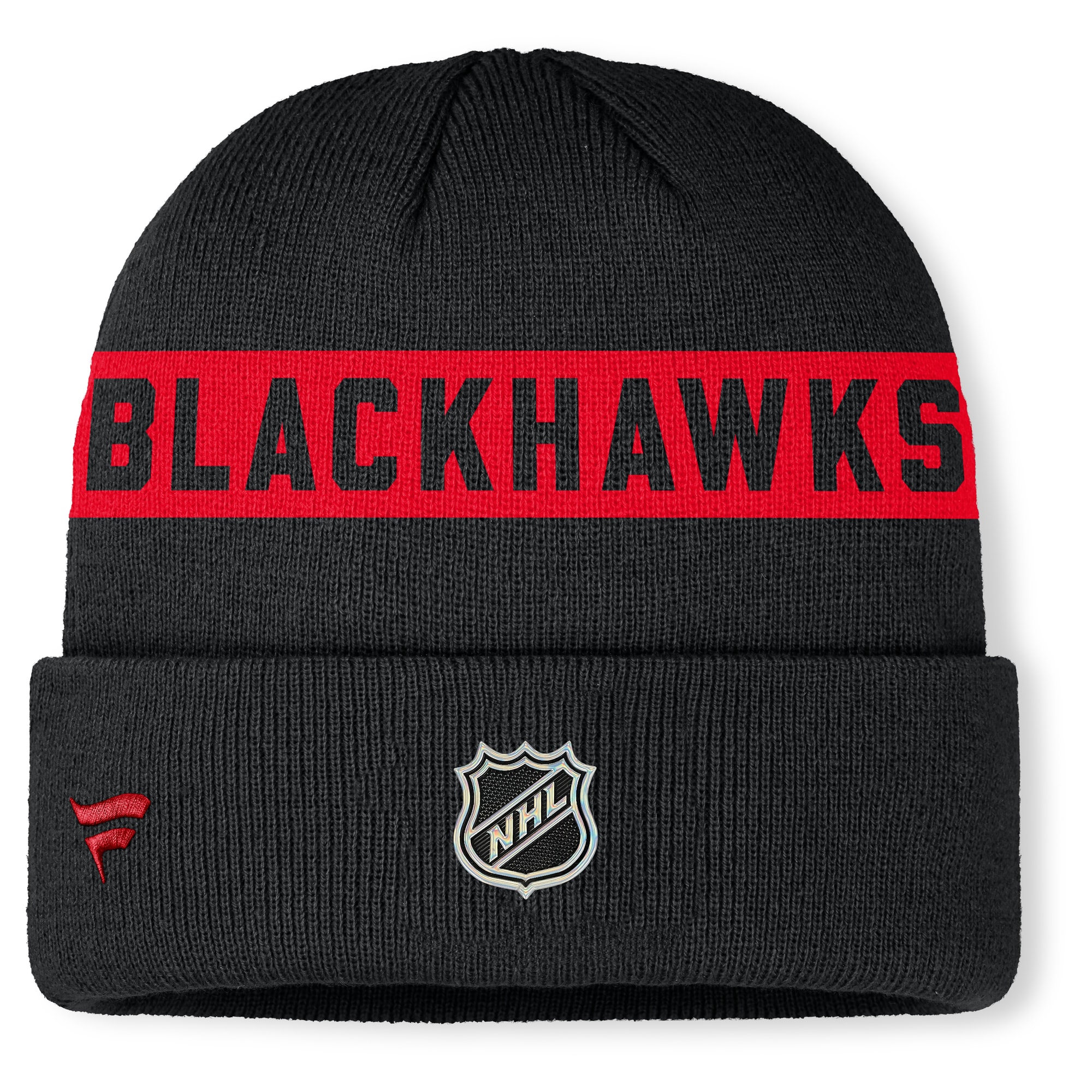 Men's Chicago Blackhawks Fanatics Black Authentic Pro Rink Cuffed Knit Hat