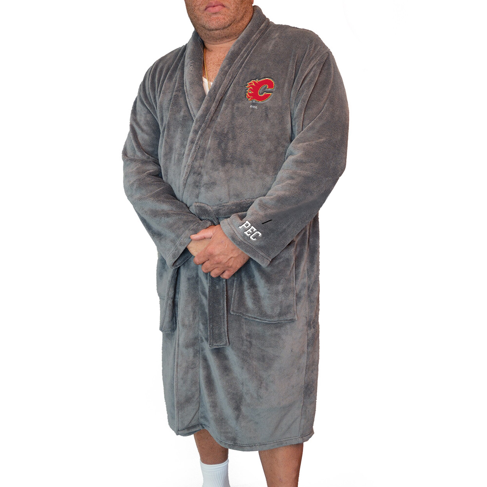 Men's Calgary Flames ISlide Gray Personalized Boss Robe
