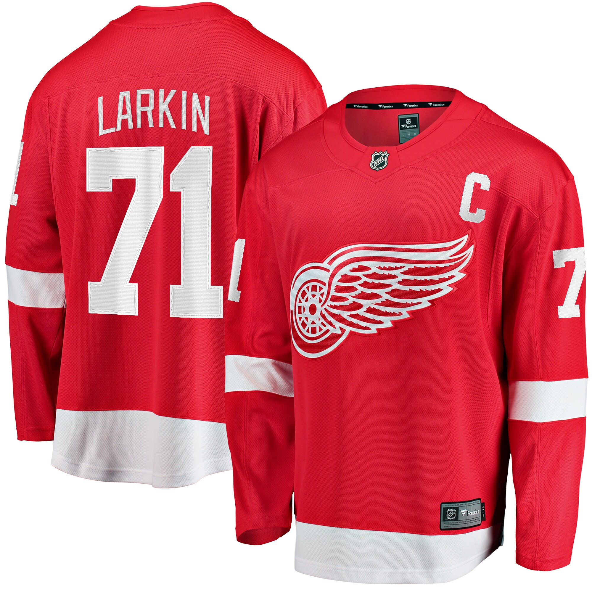 Men's Detroit Red Wings Dylan Larkin Fanatics Branded Red Captain Home Breakaway Jersey