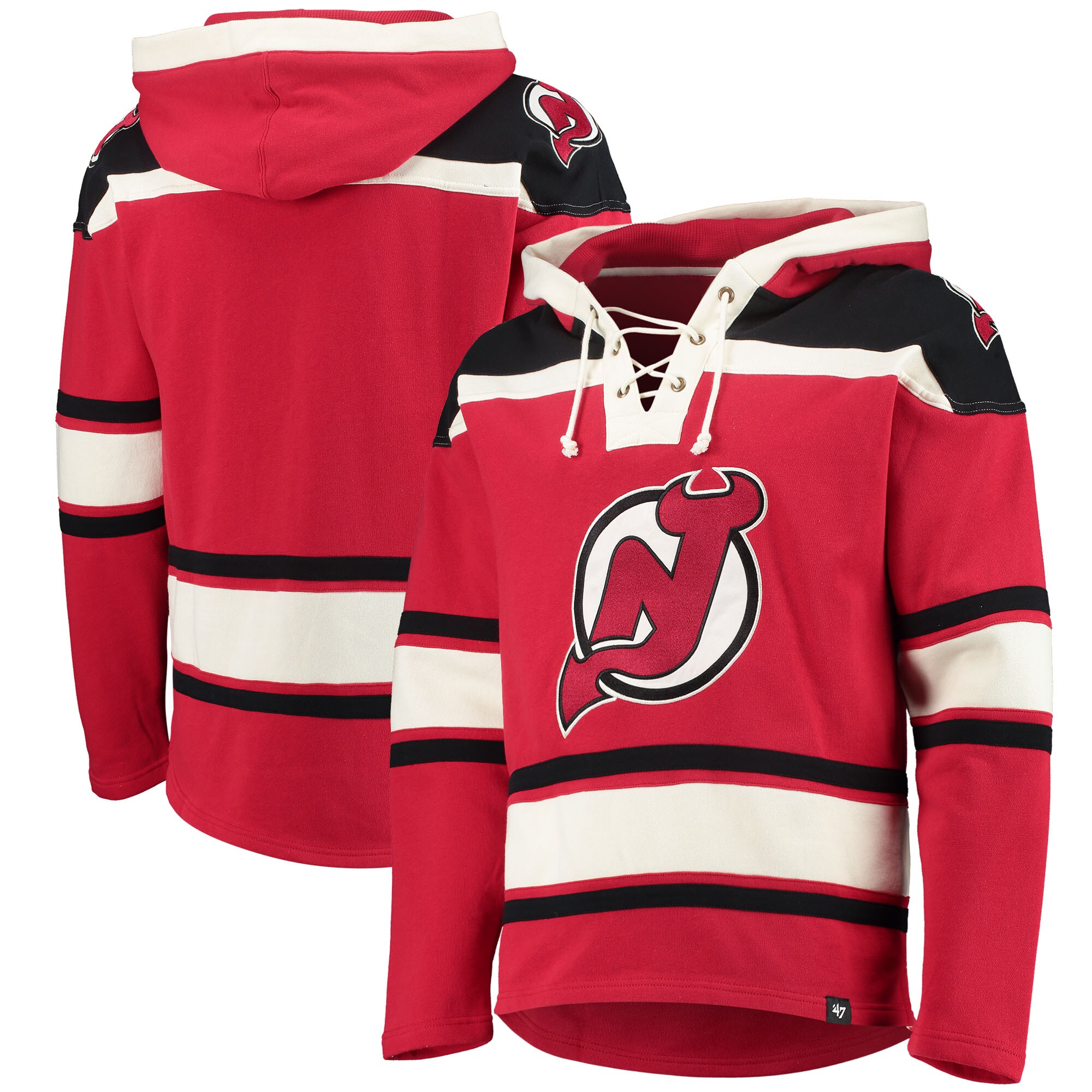 Men's New Jersey Devils  '47 Red Superior Lacer Lace-up Hoodie