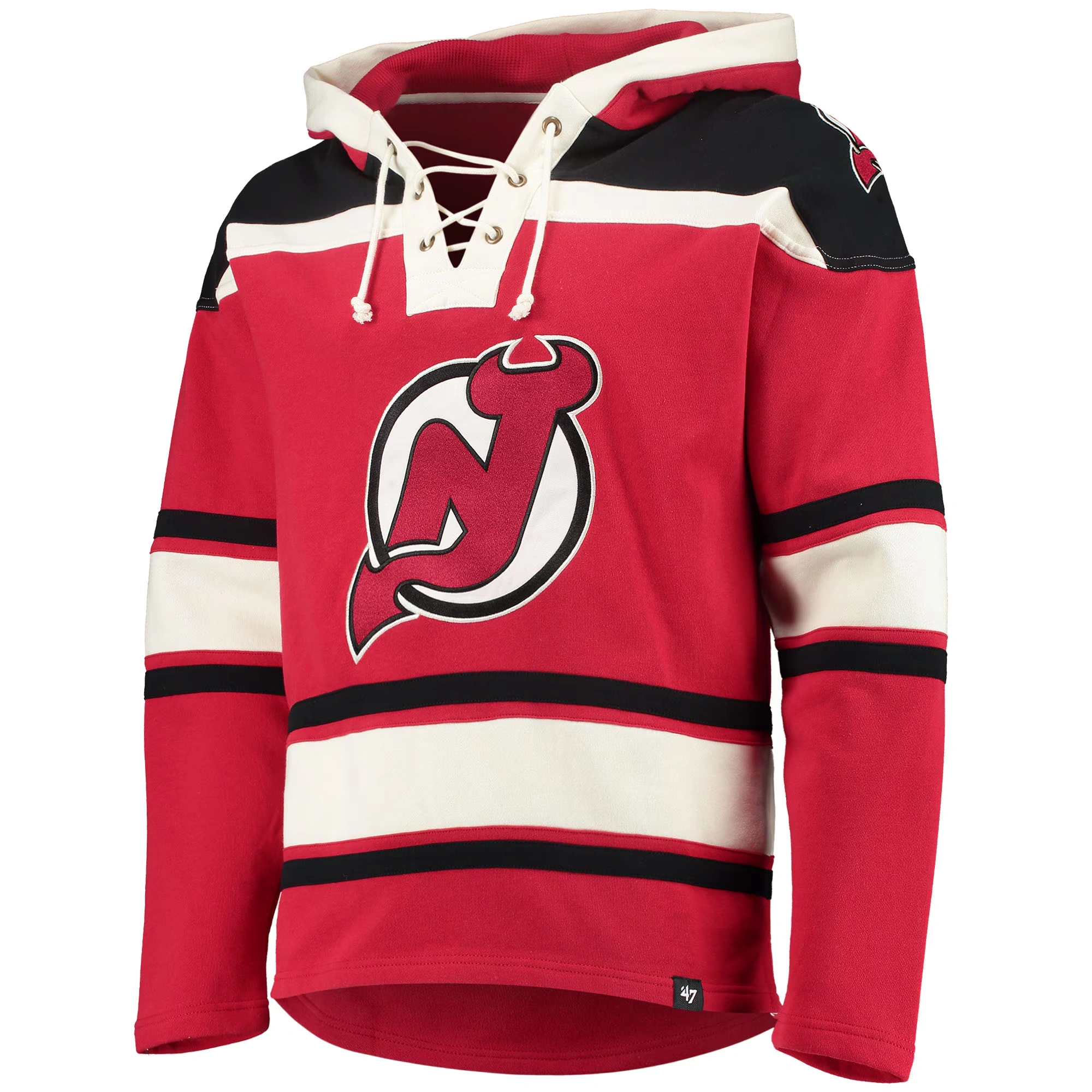Men's New Jersey Devils  '47 Red Superior Lacer Lace-up Hoodie