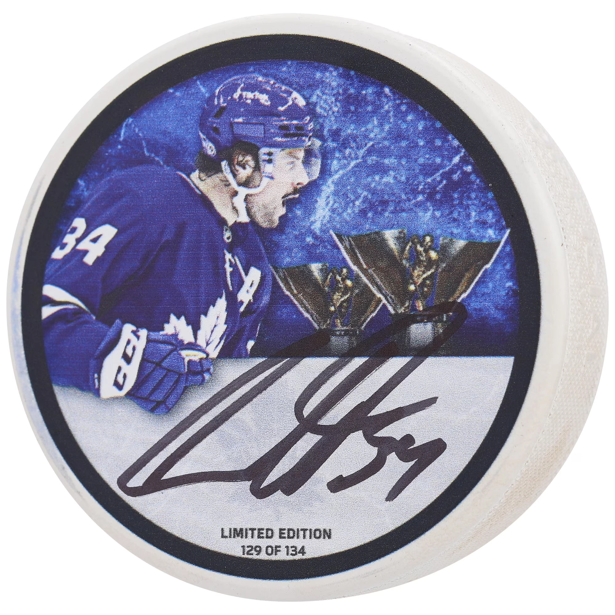 Auston Matthews Toronto Maple Leafs Autographed Fanatics Authentic Printed Puck - Limited Edition of 134