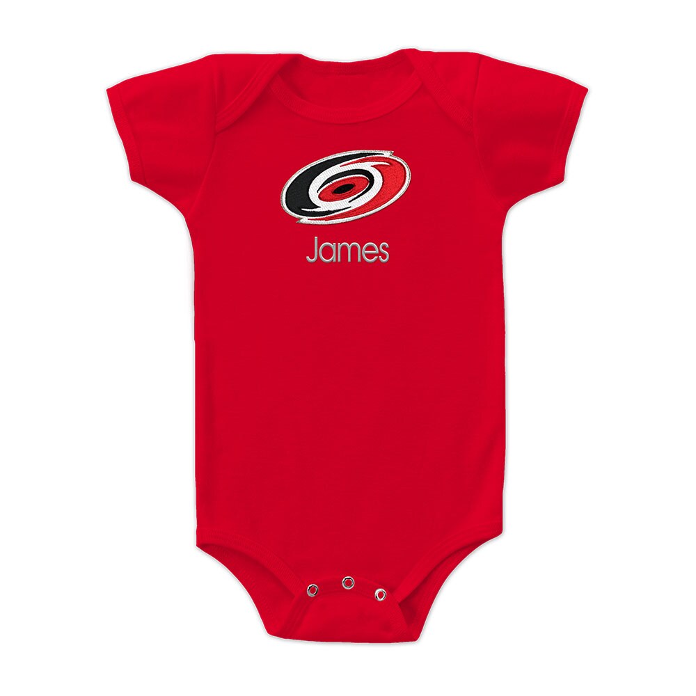 Infant Carolina Hurricanes Red Personalized Bodysuit