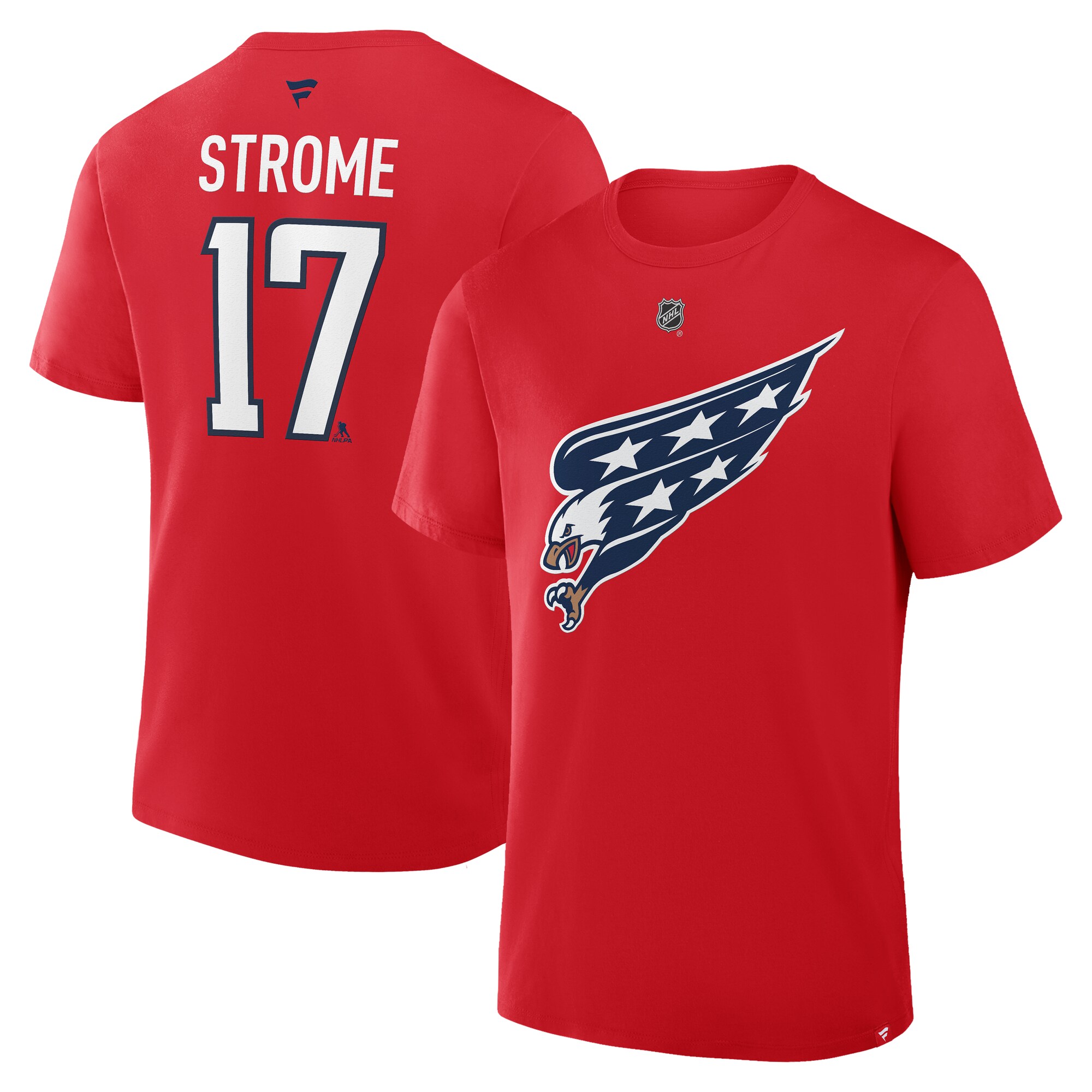 Men's Washington Capitals Dylan Strome Fanatics Red Authentic Stack Name & Number T-Shirt