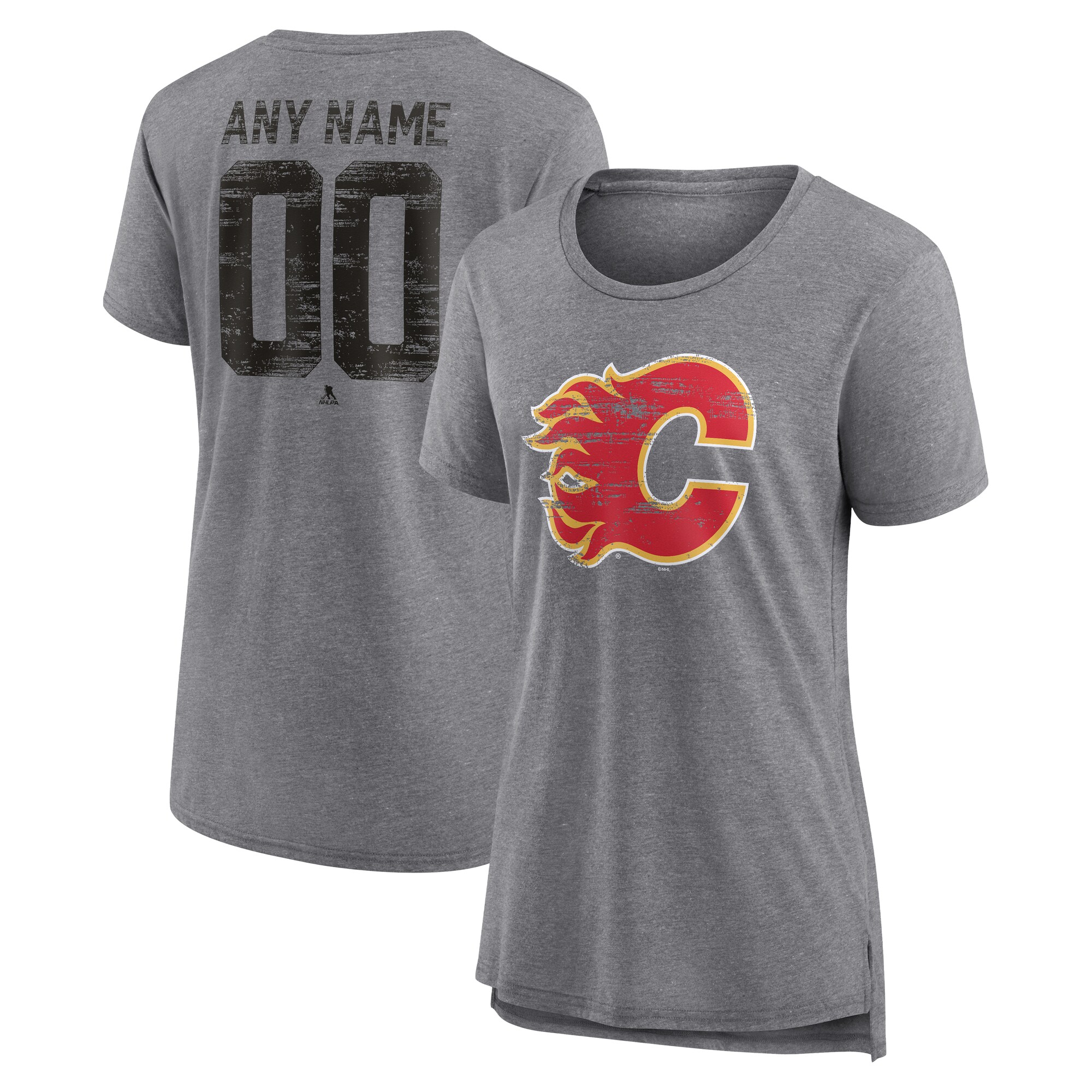 Women's Calgary Flames Gray Heritage Custom Tri-Blend T-Shirt