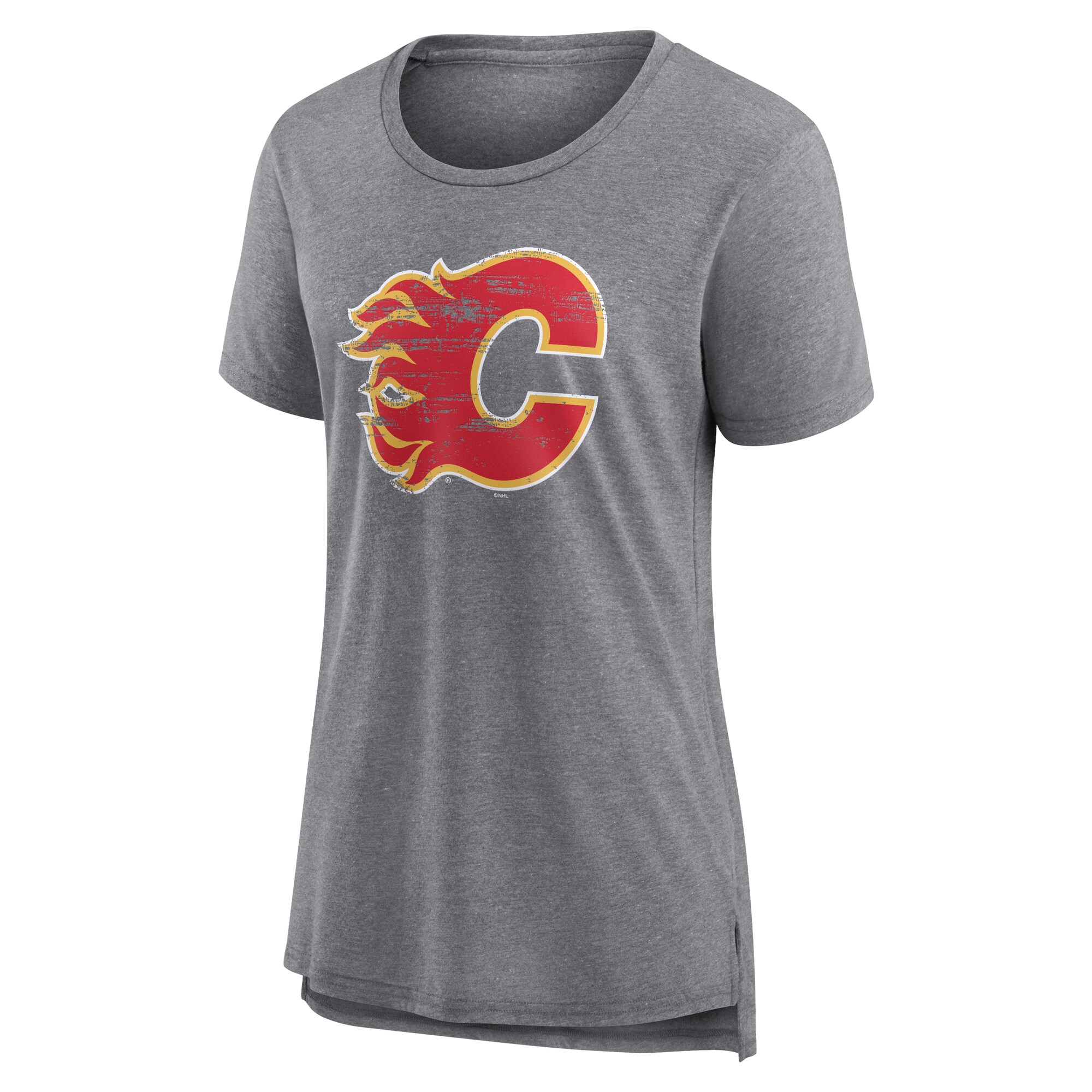 Women's Calgary Flames Gray Heritage Custom Tri-Blend T-Shirt