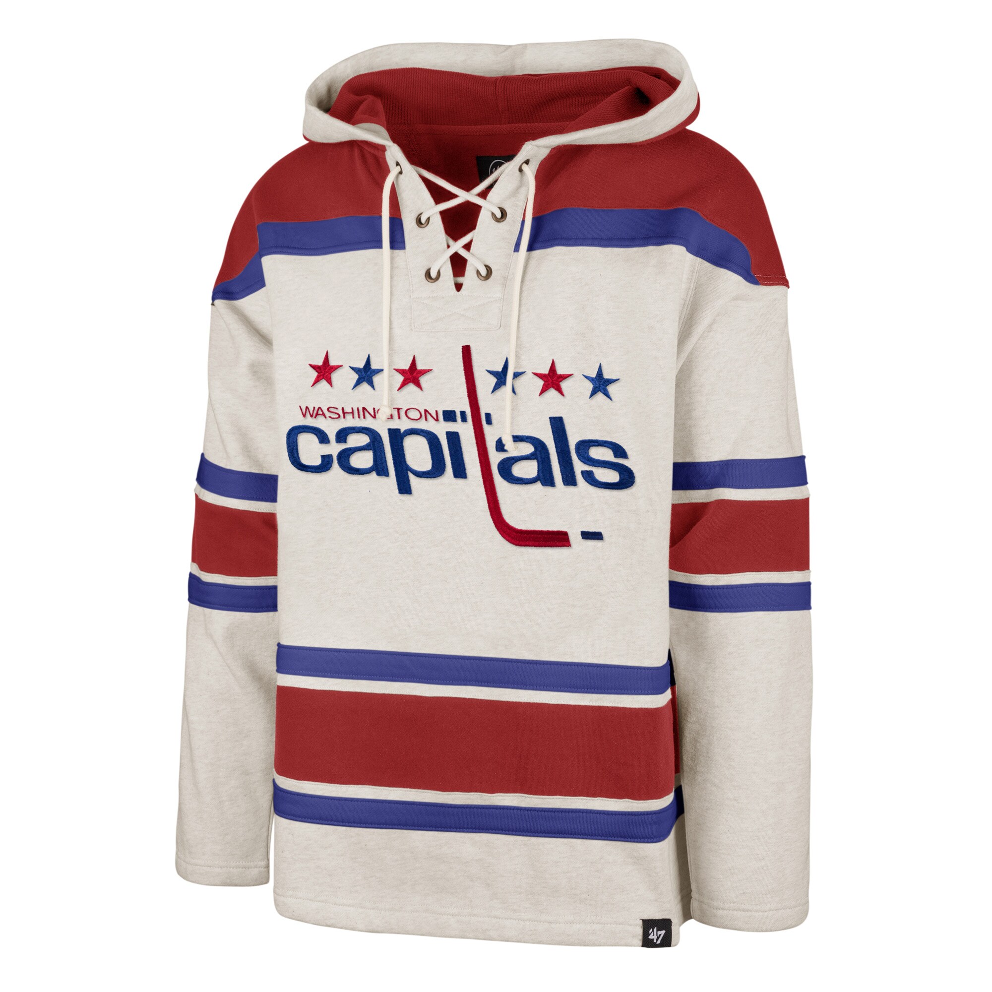 Men's Washington Capitals '47 Oatmeal Rockaway Lace-Up Pullover Hoodie