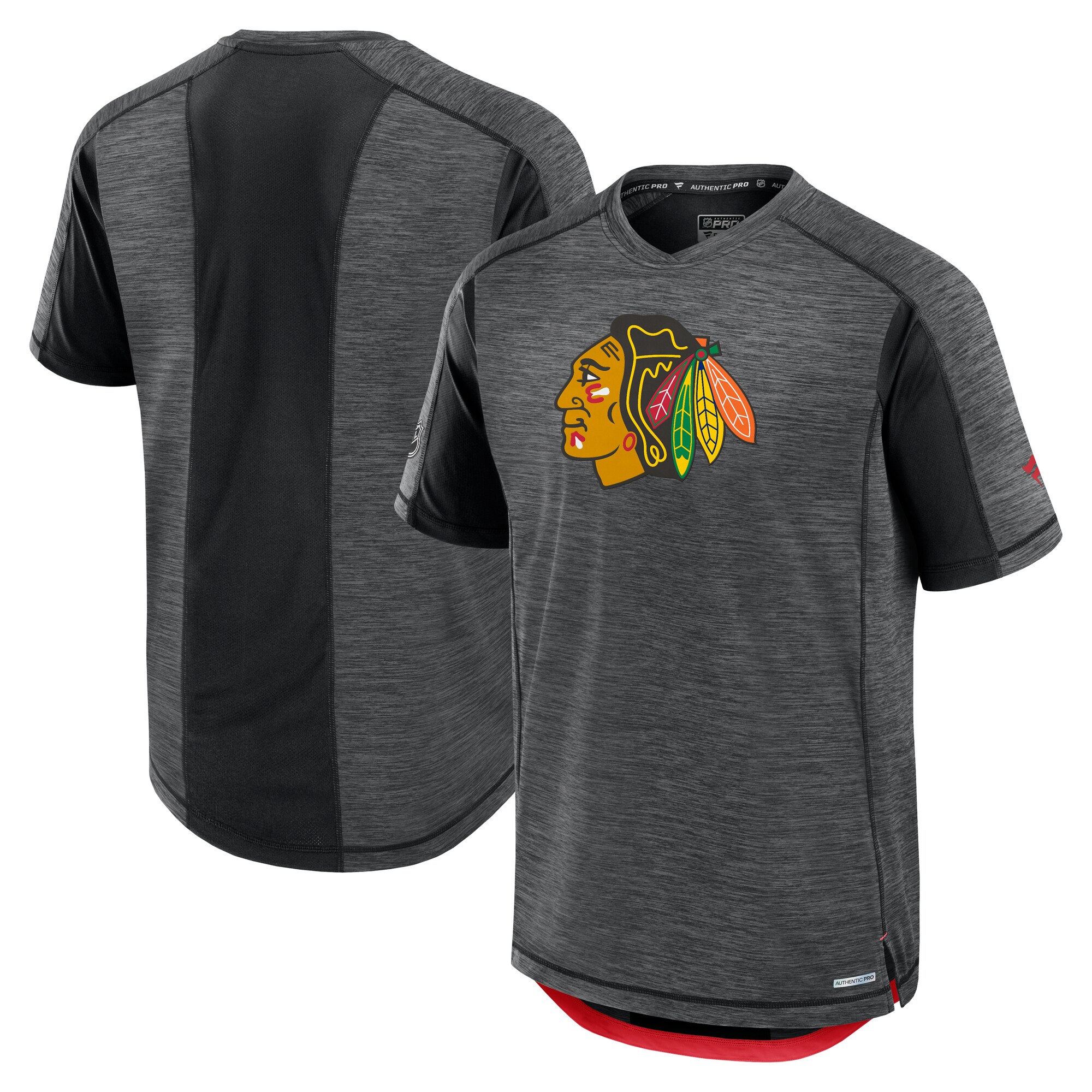 Men's Chicago Blackhawks Fanatics Black Authentic Pro Rink Tech T-Shirt