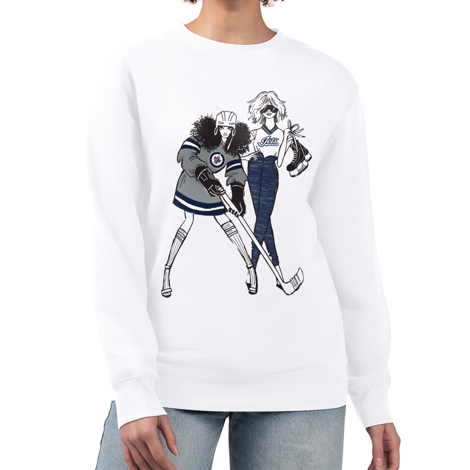 Women's Winnipeg Jets  G-III 4Her by Carl Banks White Hockey Girls Team Graphic Fleece Pullover Sweatshirt