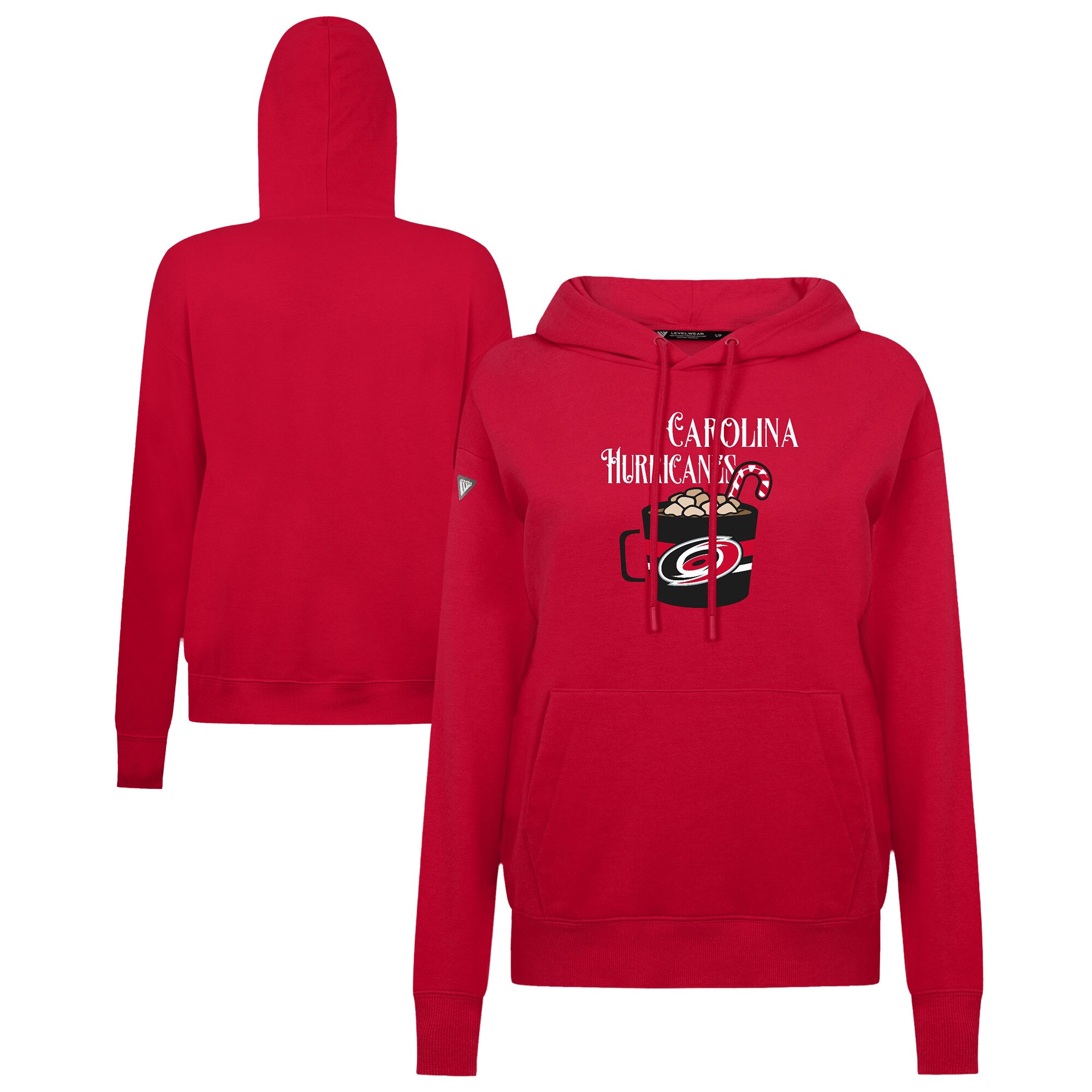 Women's Carolina Hurricanes Levelwear Red Mellow Holiday Adorn Hoodie