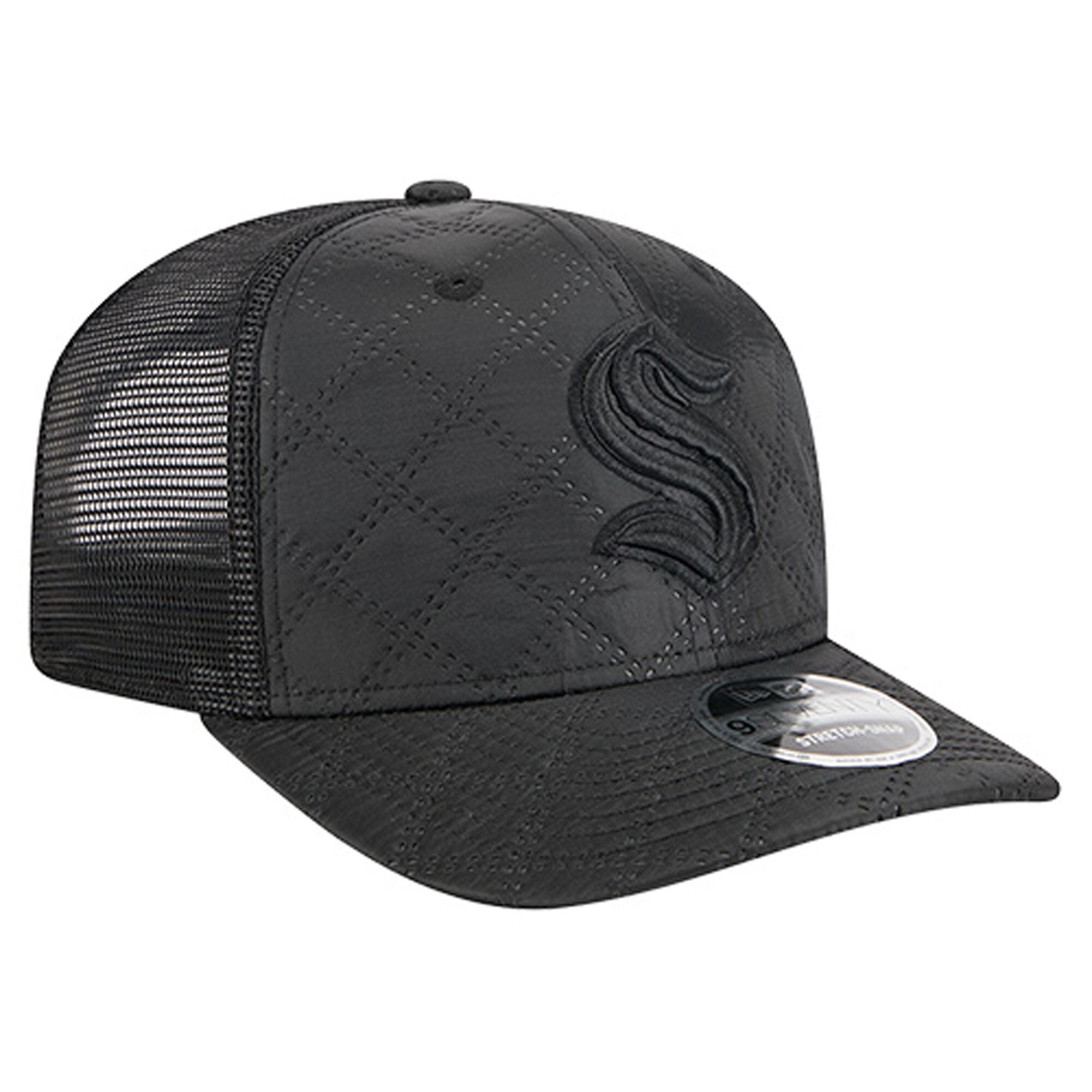 Men's Seattle Kraken New Era Black Quilted Nylon 9SEVENTY Adjustable Trucker Hat 3 Men's Seattle Kraken New Era Black Quilted Nylon 9SEVENTY Adjustable Trucker Hat