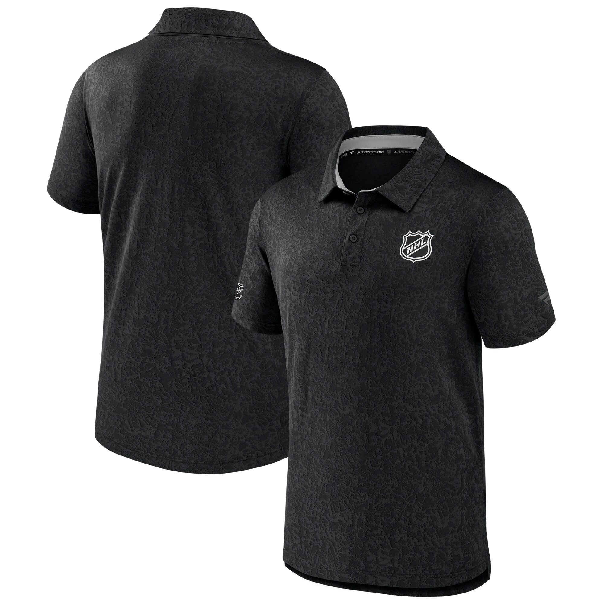 Men's NHL-Logo  Fanatics Black Authentic Pro Jacquard Polo