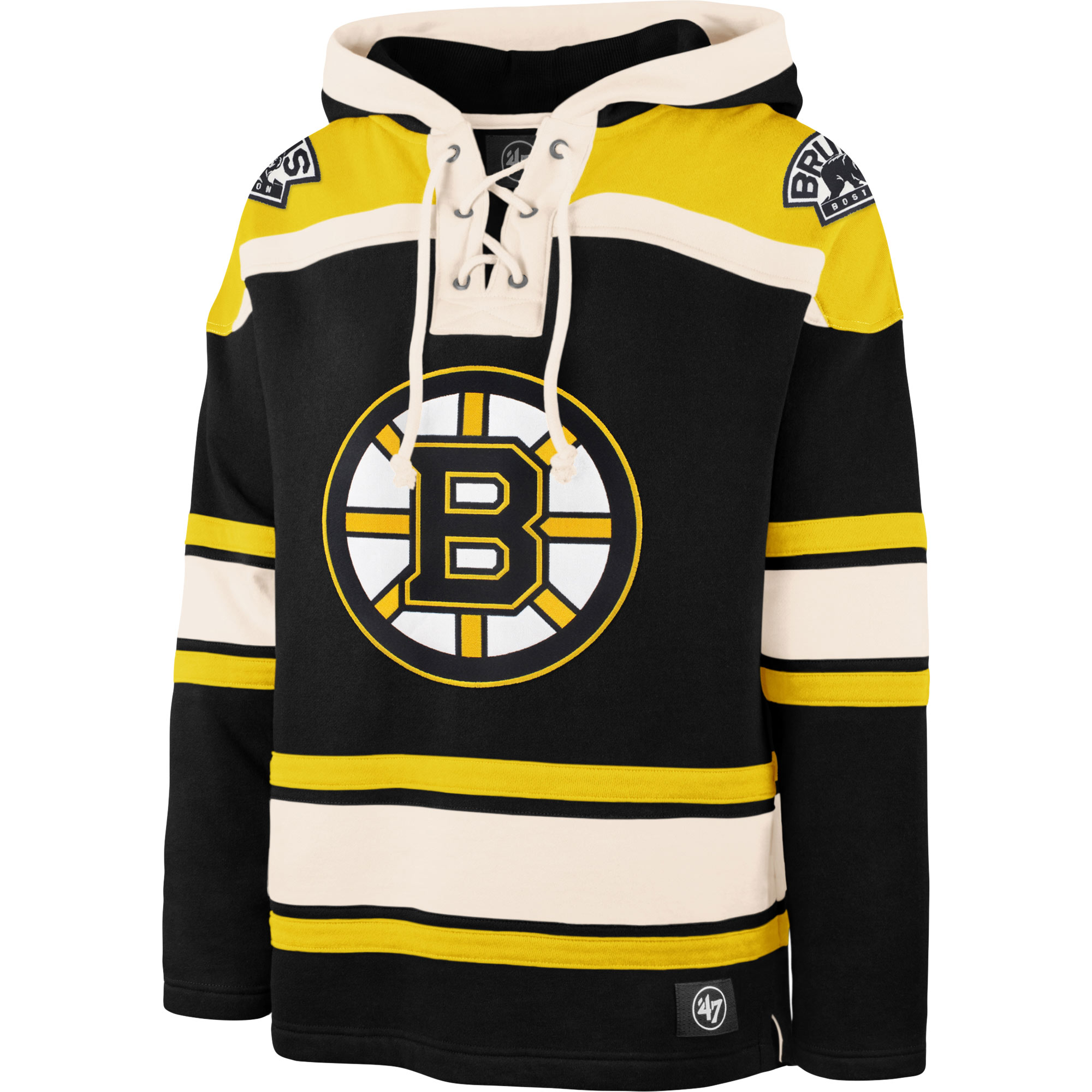 Men's Boston Bruins  '47 Black Superior Lacer Lace-up Hoodie