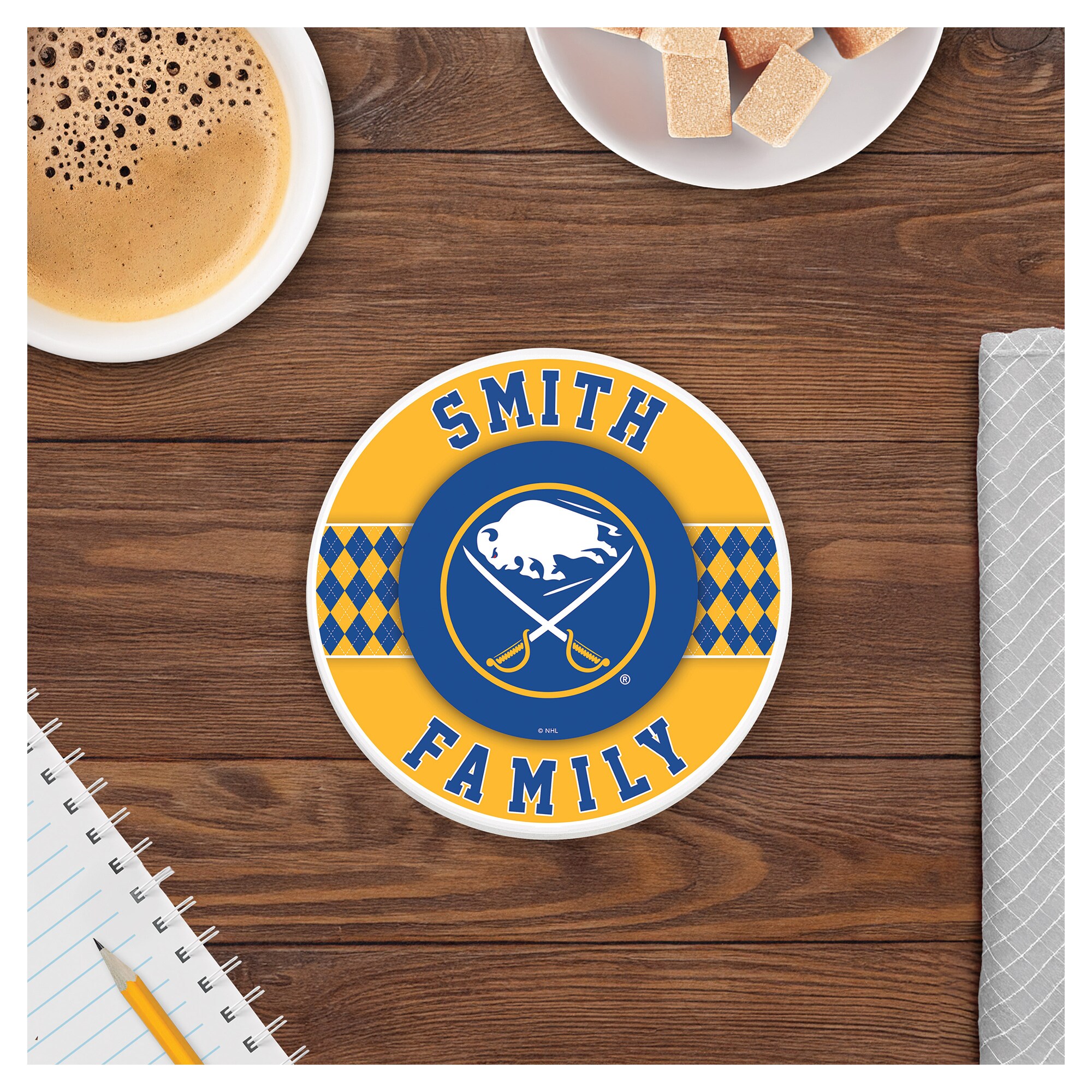 Buffalo Sabres 4" Personalized Circular Coasters 4-Pack Set