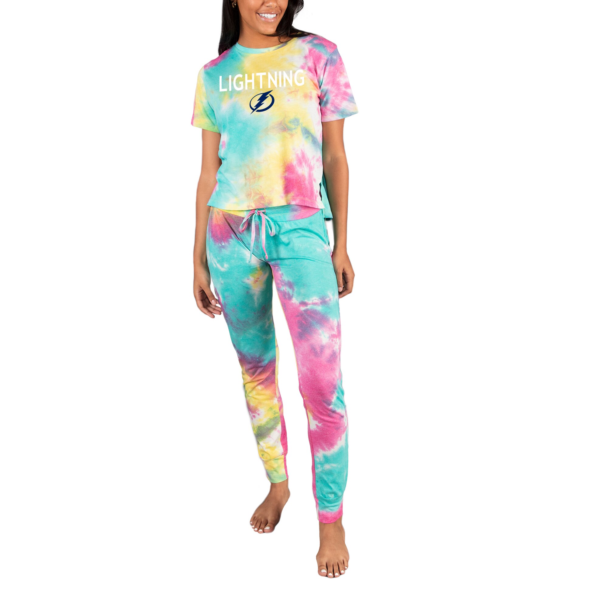 Women's Tampa Bay Lightning Concepts Sport Velodrome Tie-Dye Top & Pants Set