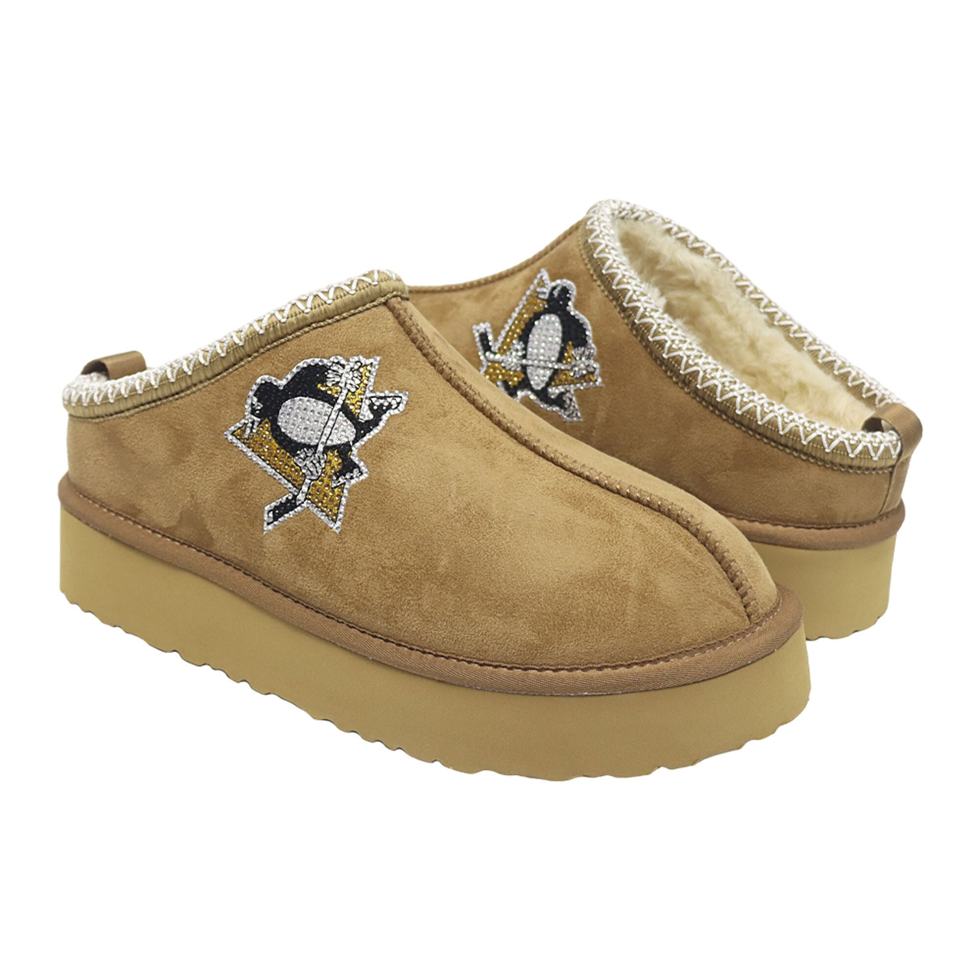 Women's Pittsburgh Penguins Cuce Tan Chestnut Slip On Boot
