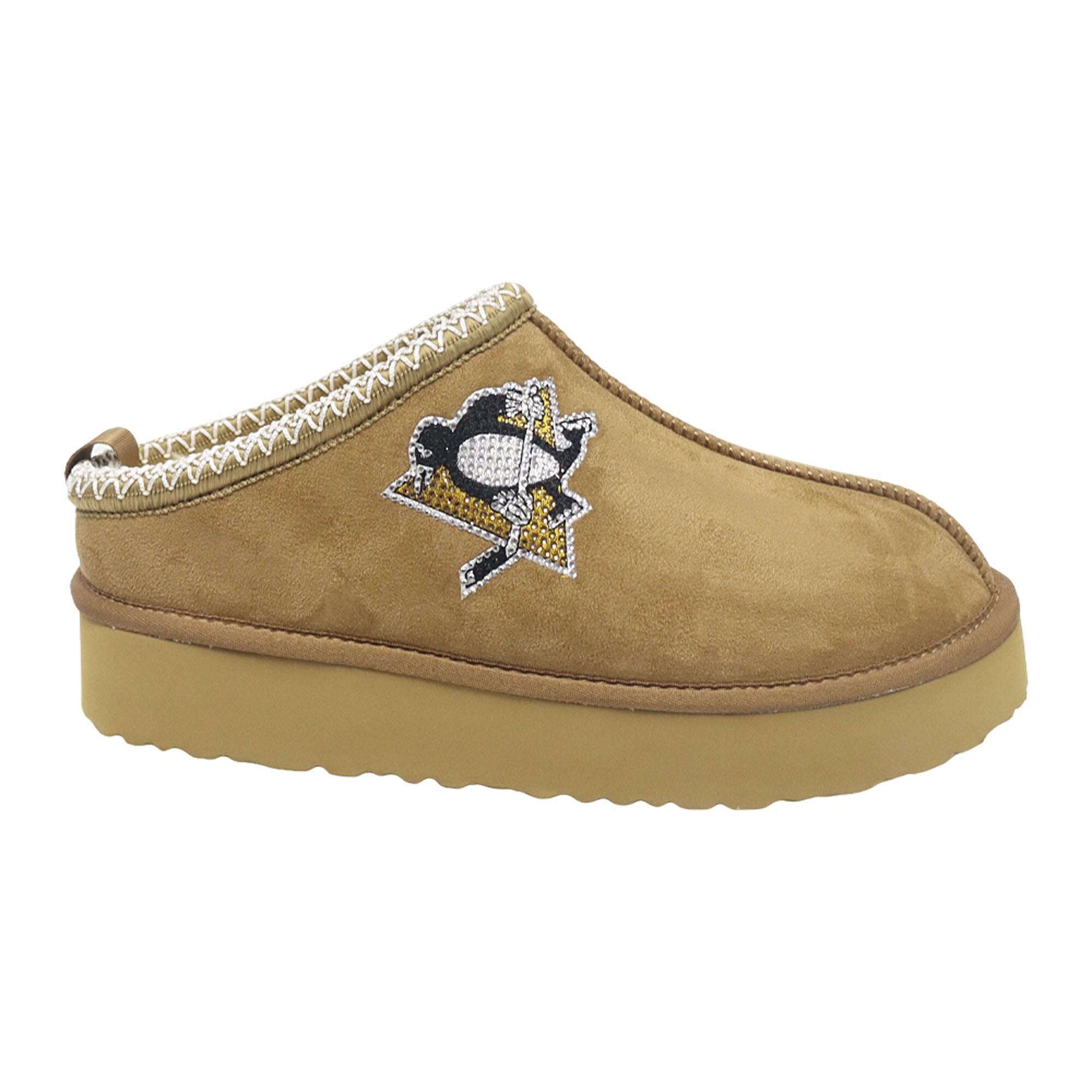 Women's Pittsburgh Penguins Cuce Tan Chestnut Slip On Boot