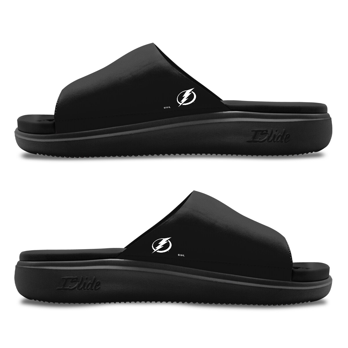 Unisex Tampa Bay Lightning ISlide Black Minimalistic Motive Slide Sandals