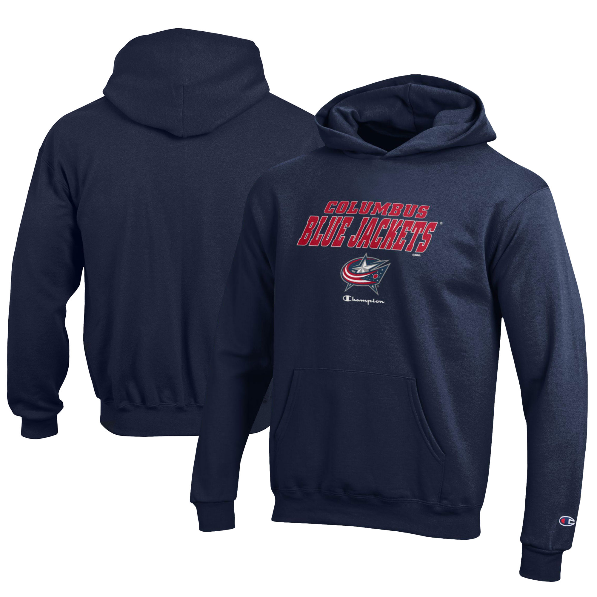 Youth Columbus Blue Jackets Champion Navy Eco Powerblend Pullover Hoodie
