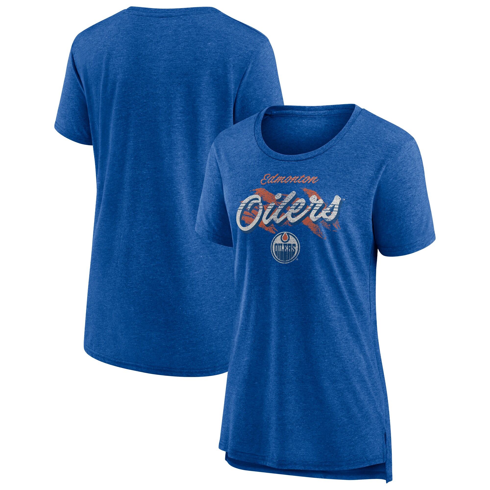 Women's Edmonton Oilers Royal Hit the Ice Tri-Blend T-Shirt