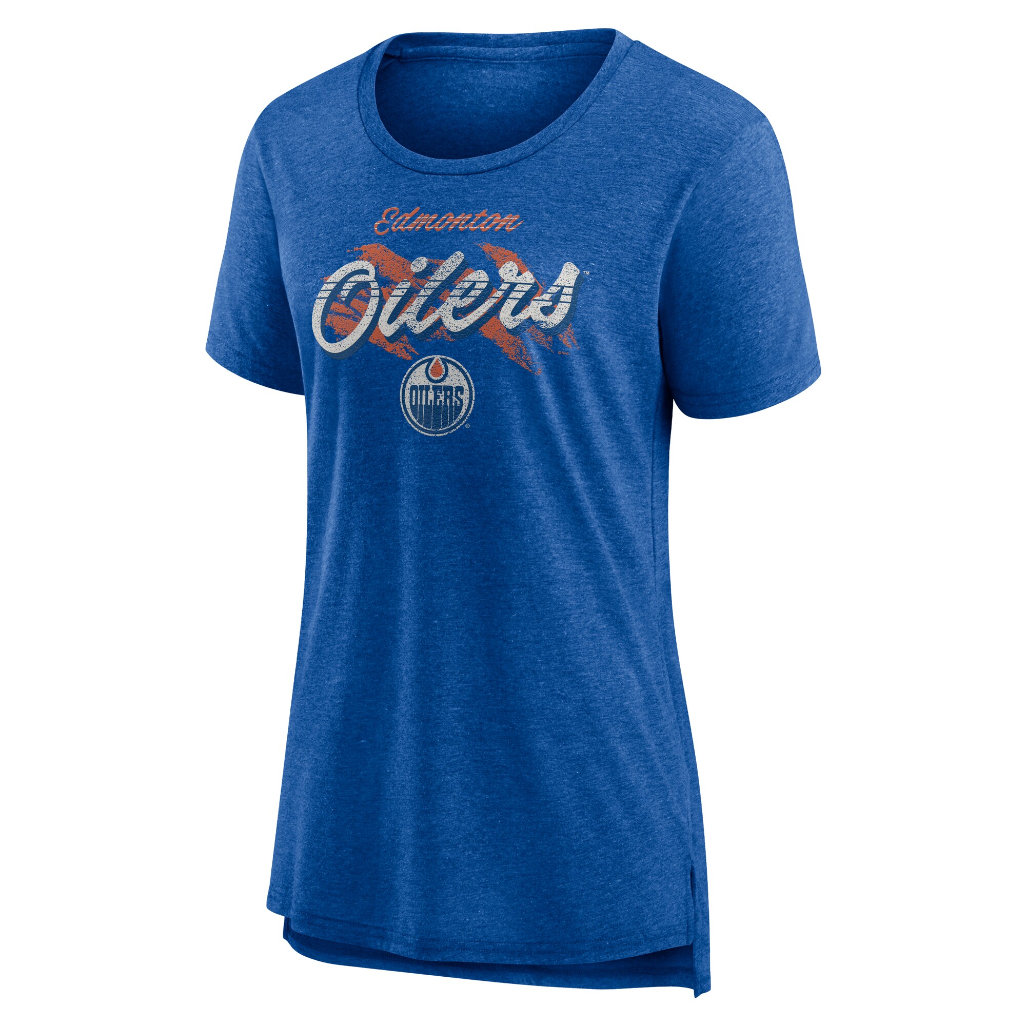 Women's Edmonton Oilers Royal Hit the Ice Tri-Blend T-Shirt