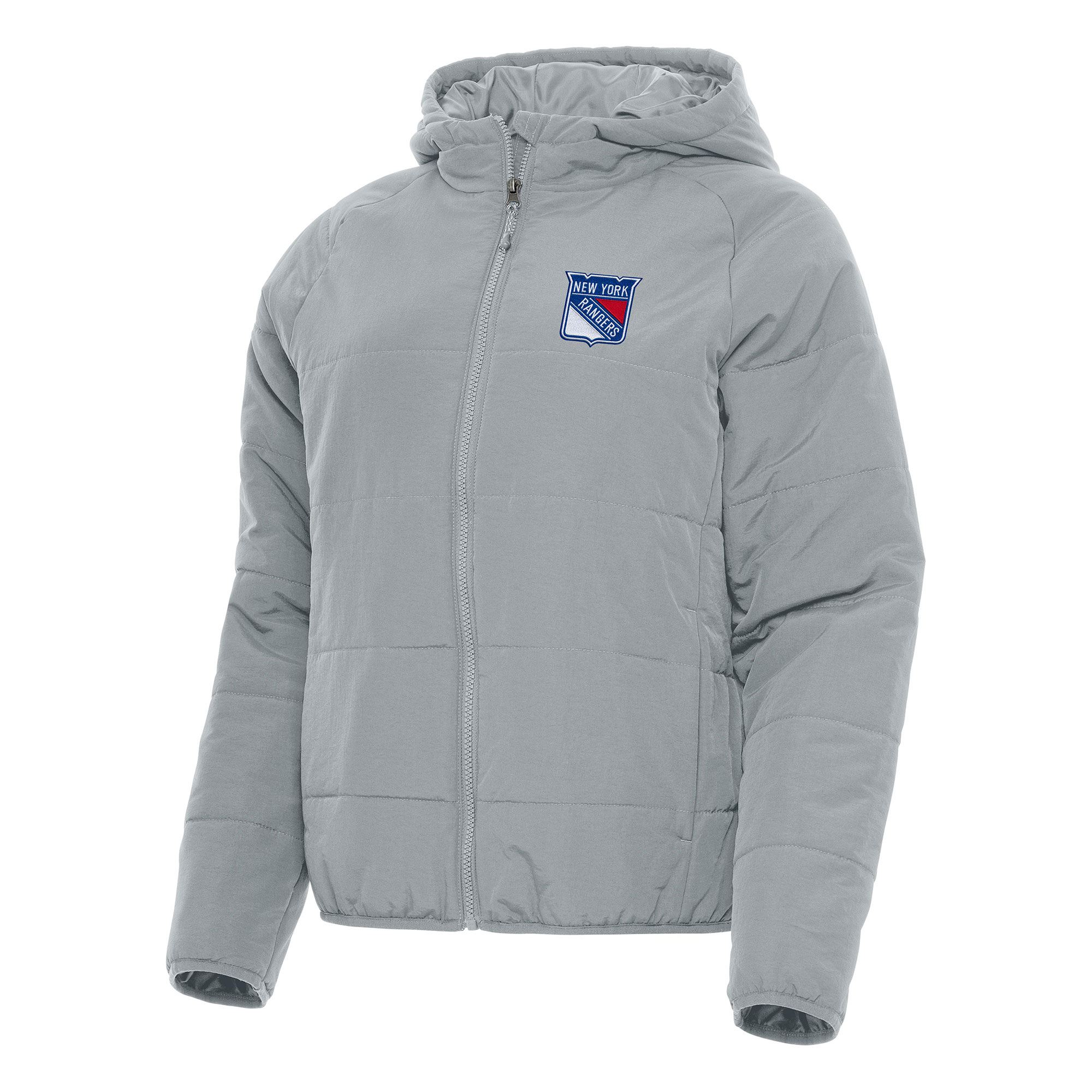Women's New York Rangers Antigua Gray Universe Full-Zip Puffer Jacket