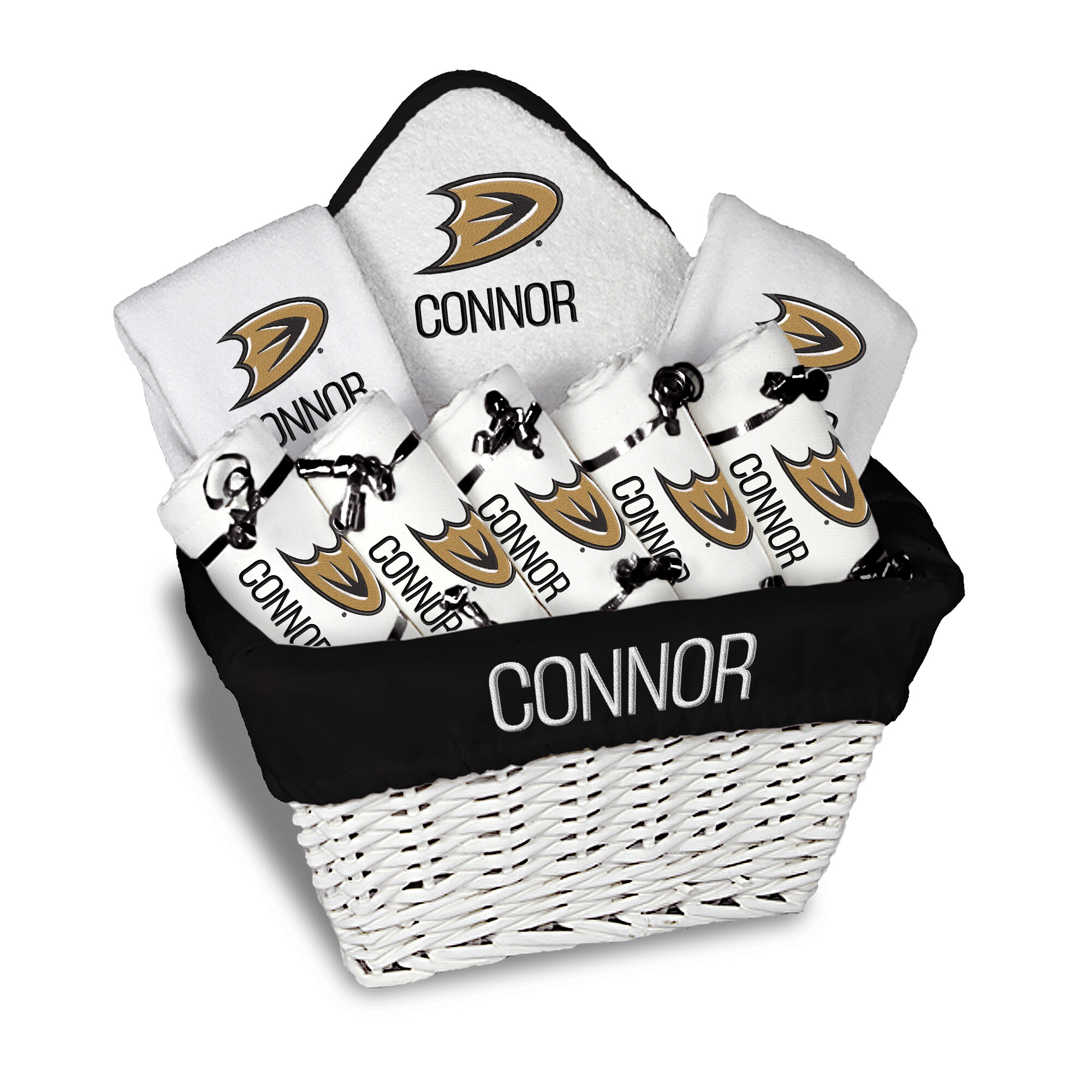 Anaheim Ducks Chad & Jake Personalized Primary Team Logo Large Gift Basket Set