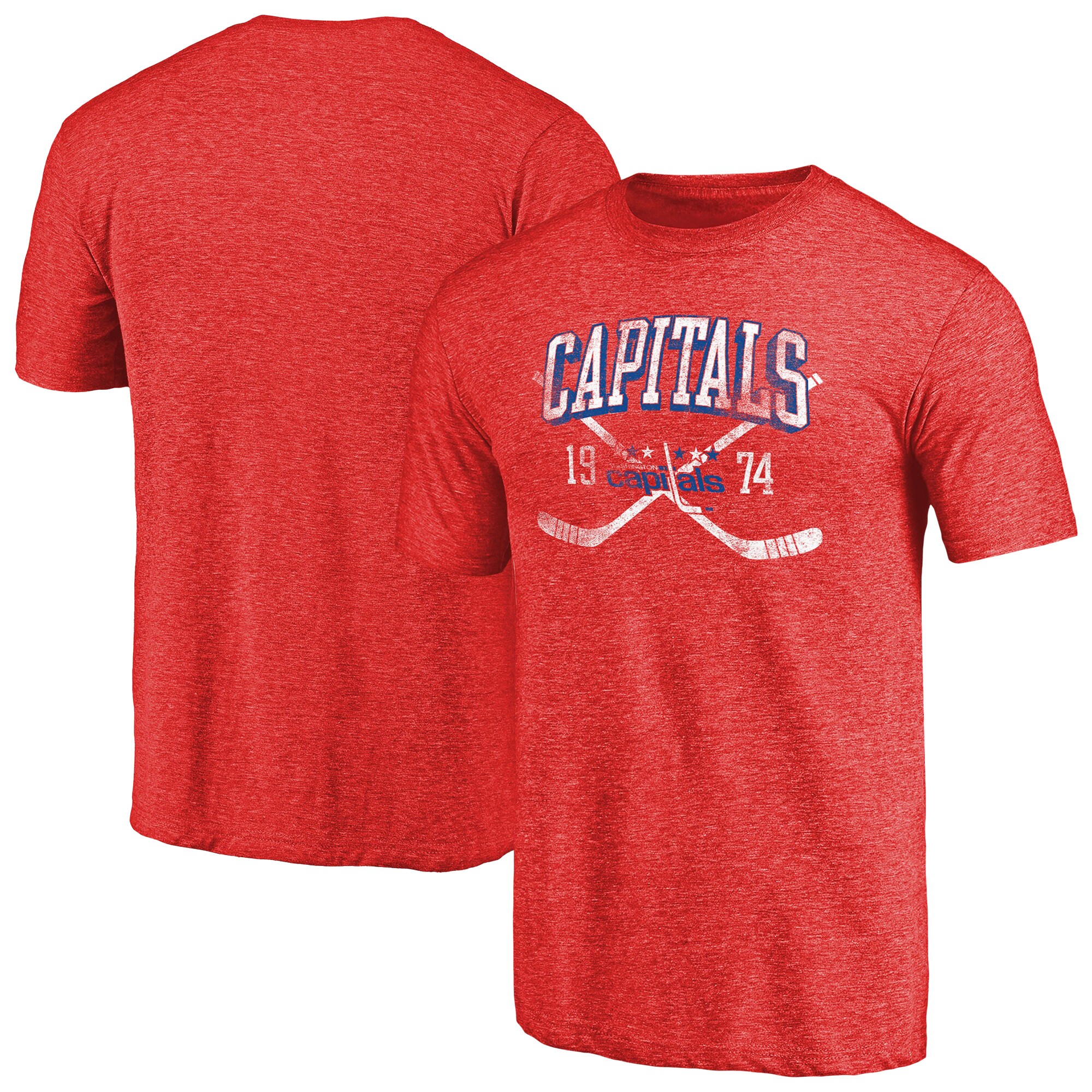 Men's Washington Capitals Red Vintage Collection Line Shift Tri-Blend T-Shirt
