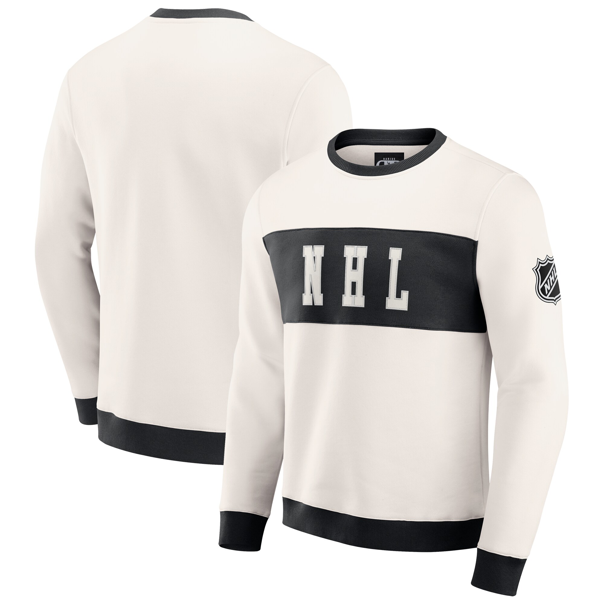 Men's NHL-Logo  Darius Rucker Collection by Fanatics Cream Colorblock Pullover Sweatshirt