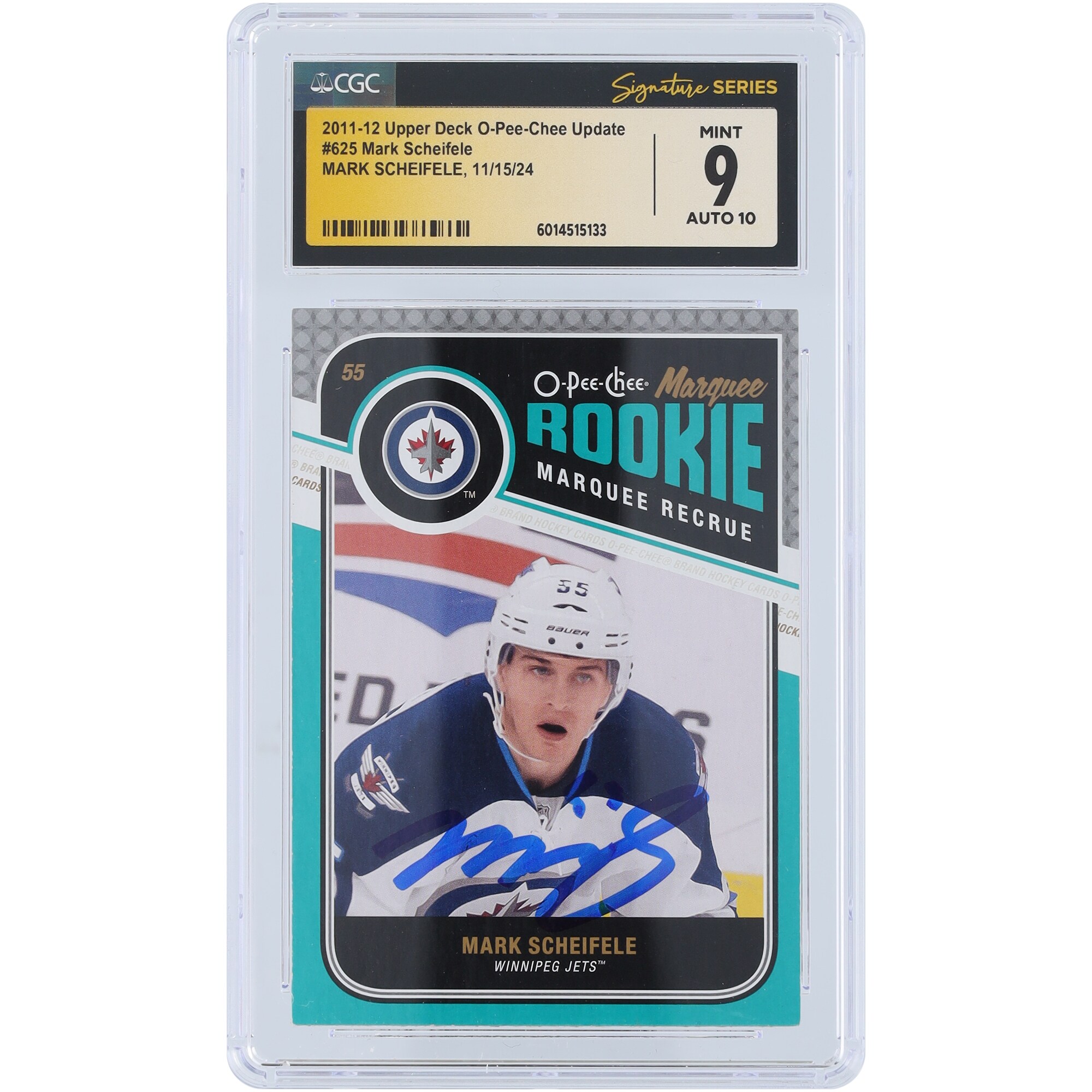 Mark Scheifele Winnipeg Jets Autographed 2011-12 Upper Deck O-Pee-Chee Update #625 CGC Fanatics Witnessed Authenticated 9/10 Rookie Card