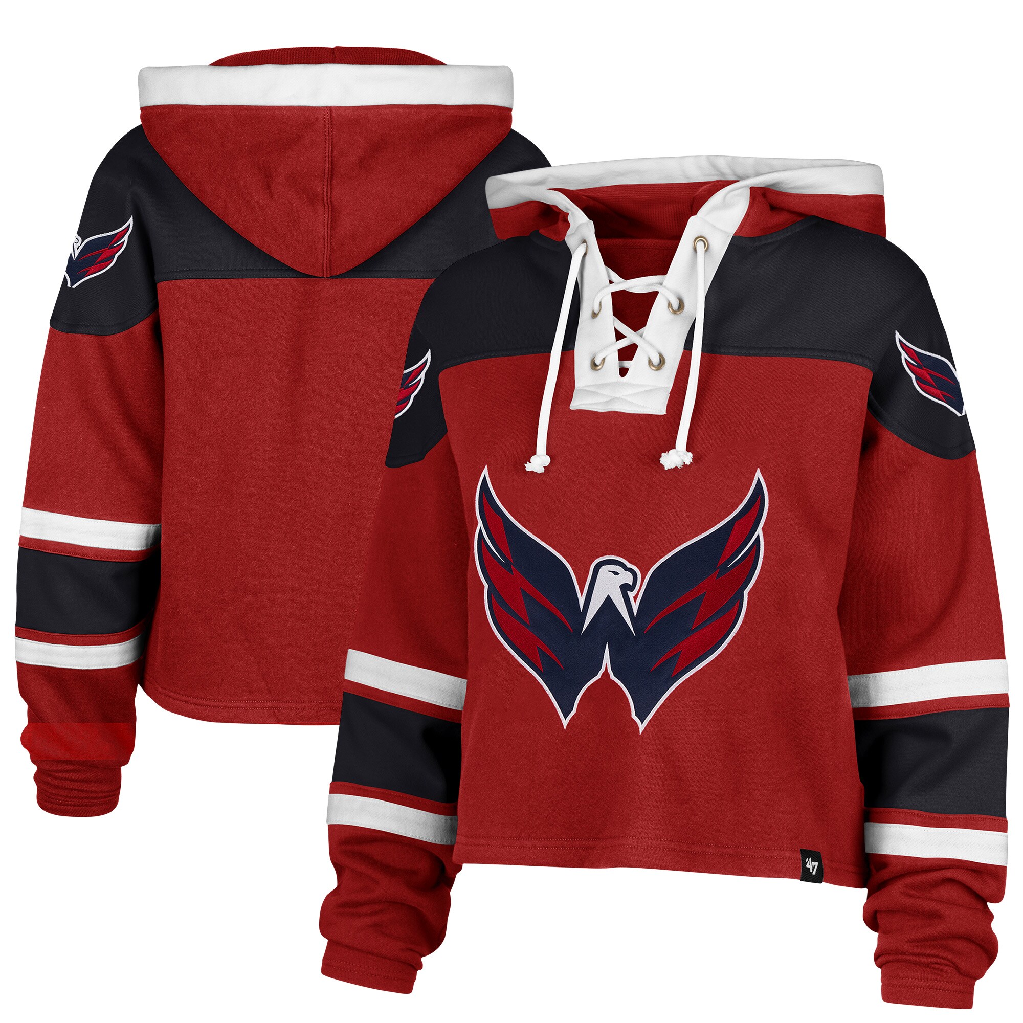 Women's Washington Capitals  '47 Red Cropped Lacer Hoodie