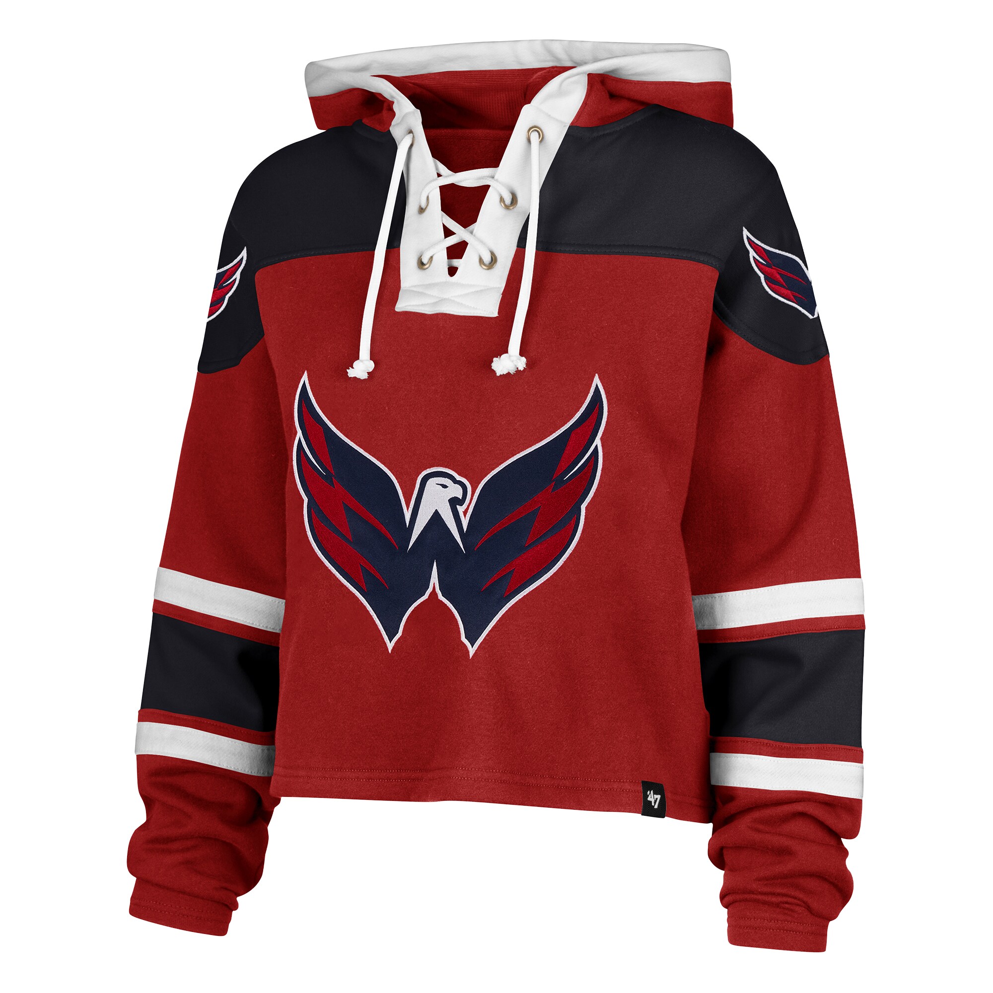 Women's Washington Capitals  '47 Red Cropped Lacer Hoodie